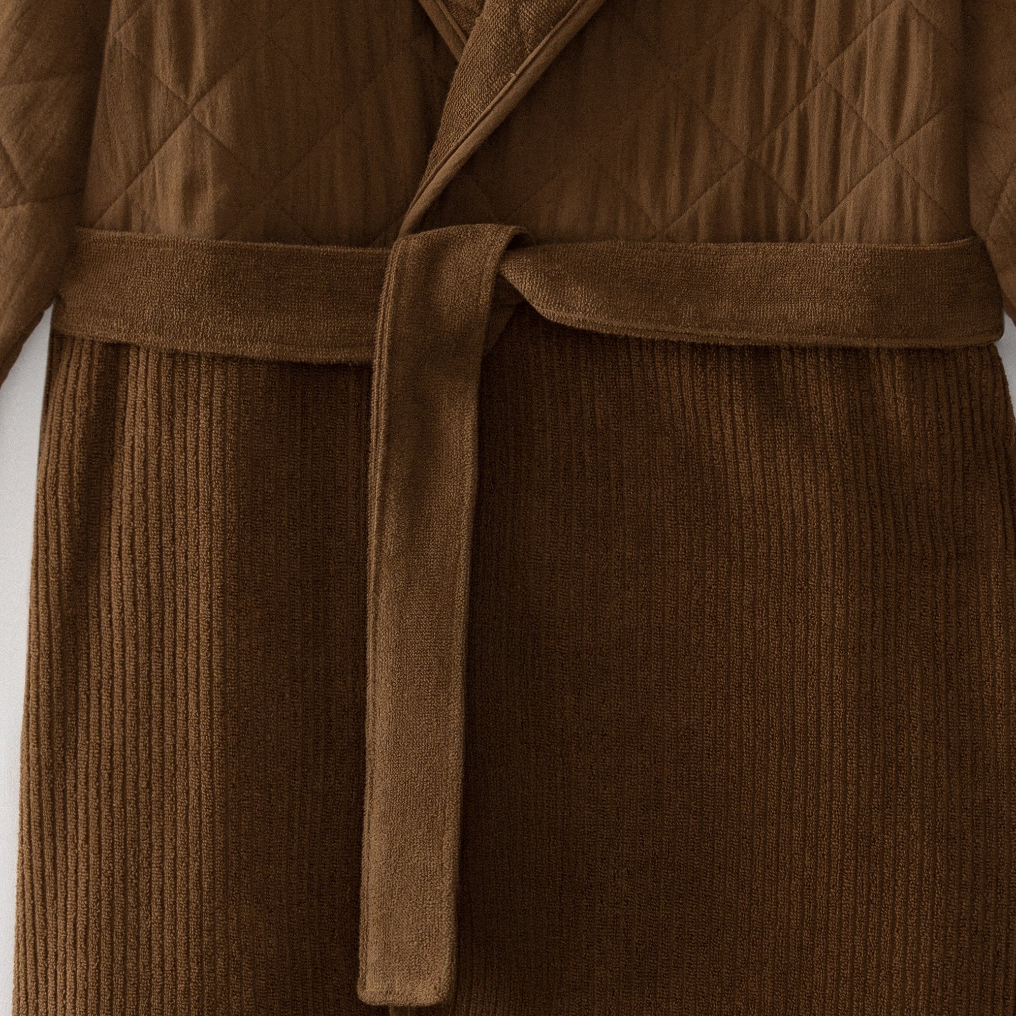 Hüma Quilted Turkish Cotton Men's Bathrobe Brown