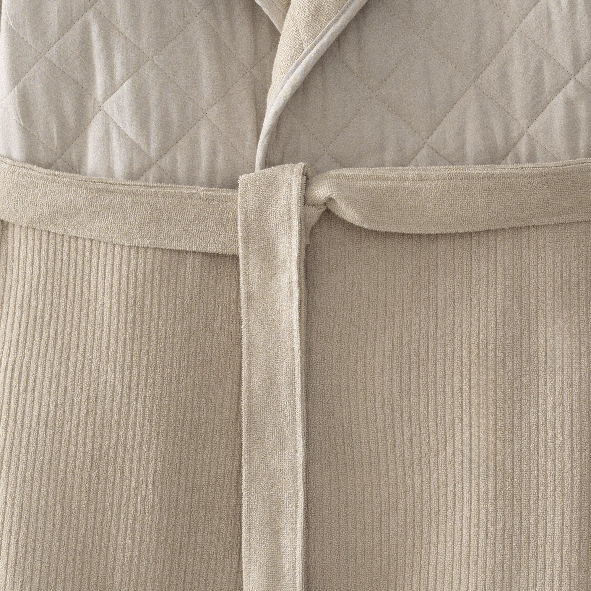 Hüma Quilted Turkish Cotton Women's Bathrobe Beige