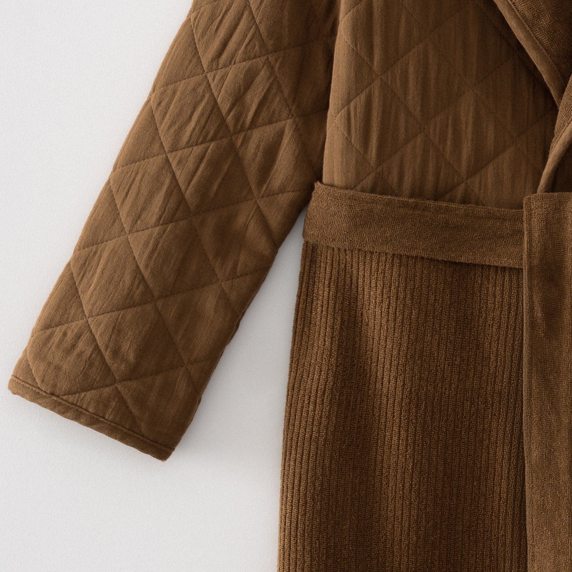 Hüma Quilted Turkish Cotton Women's Bathrobe Brown