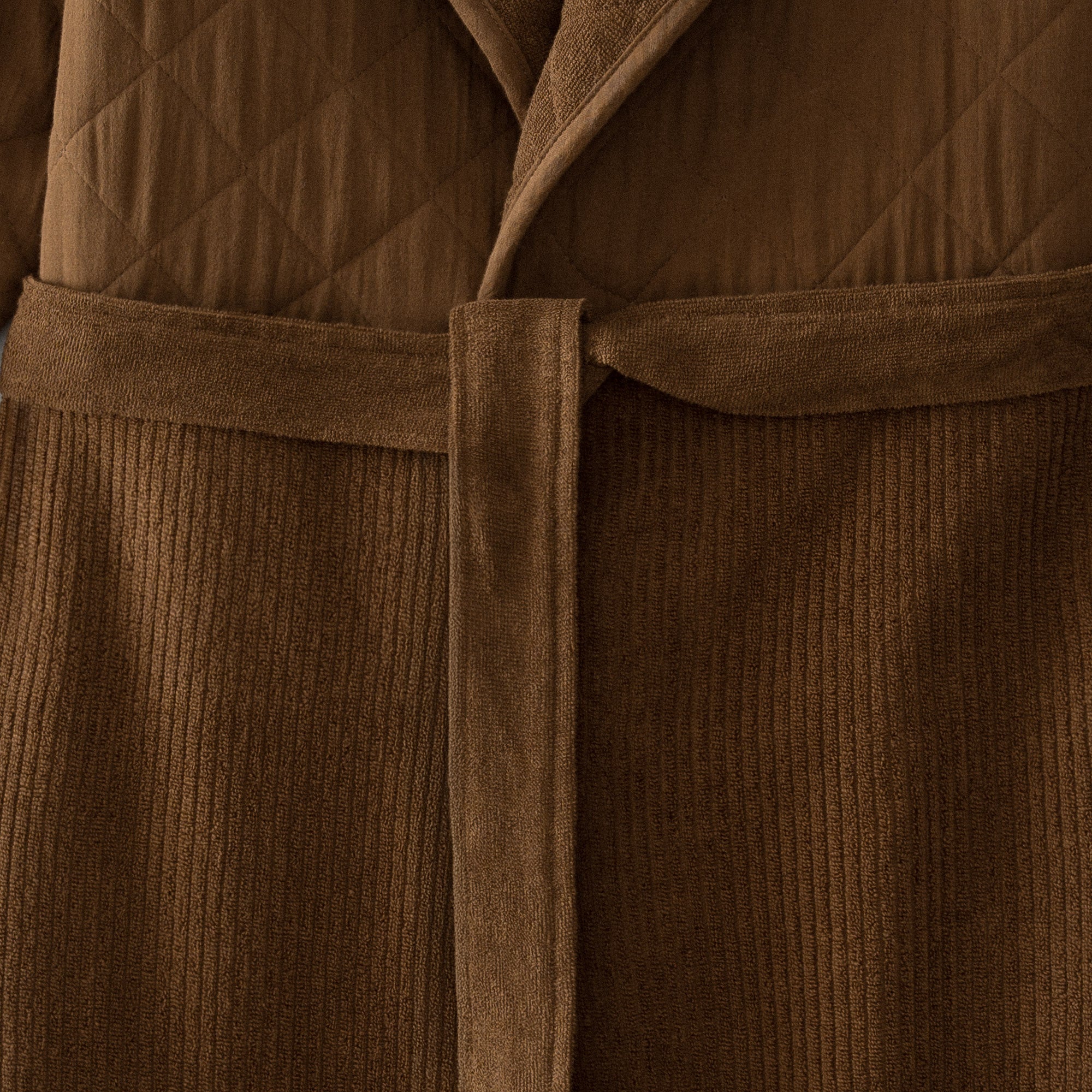 Hüma Quilted Turkish Cotton Women's Bathrobe Brown