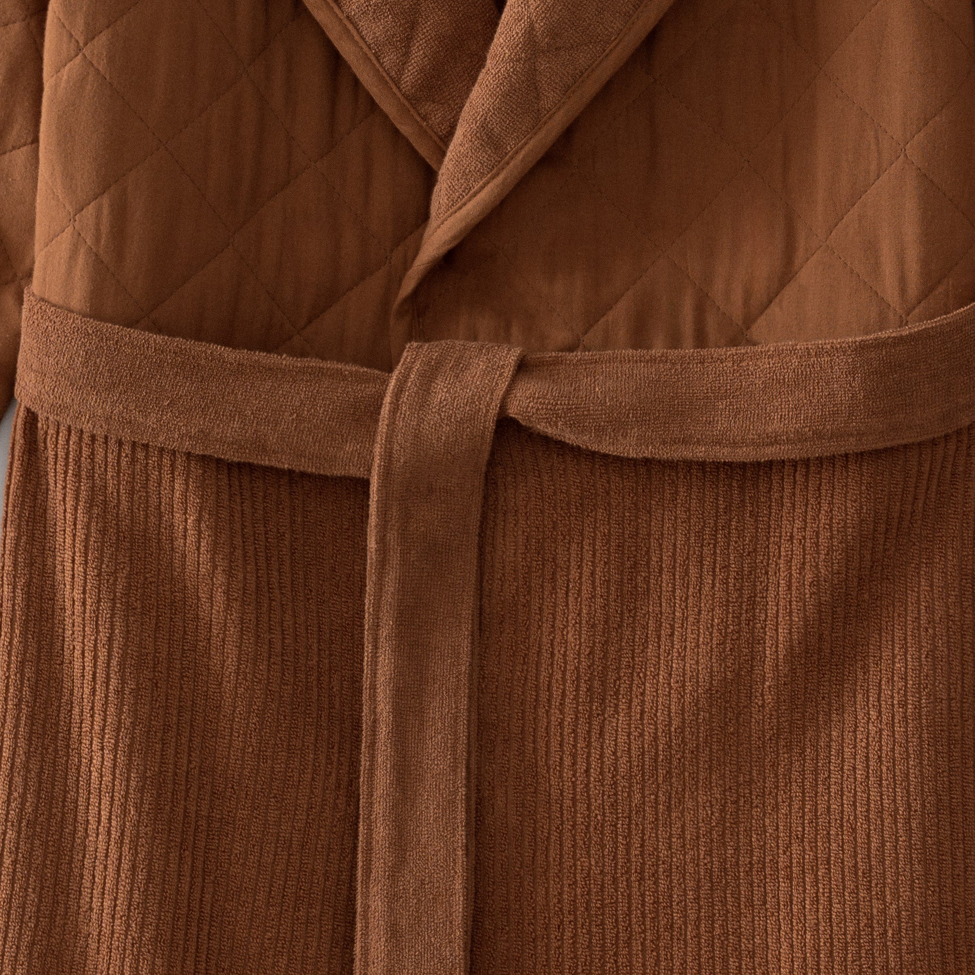 Hüma Quilted Turkish Cotton Women's Bathrobe Terra
