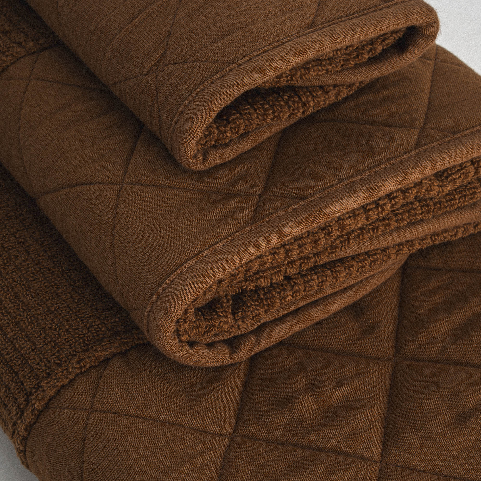 Hüma Turkish Cotton Quilted Bath Towel Set Pack of 6 Brown