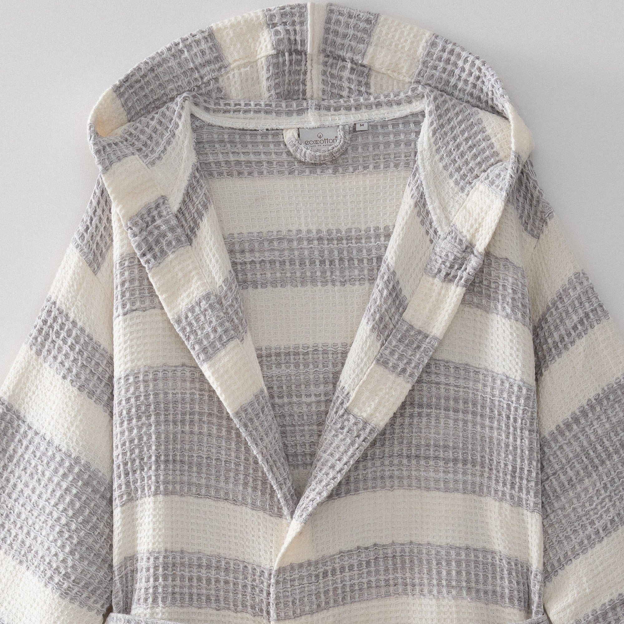 Ikra Pestemal Male Bathrobe %100Organic Cotton Jacquard Gray