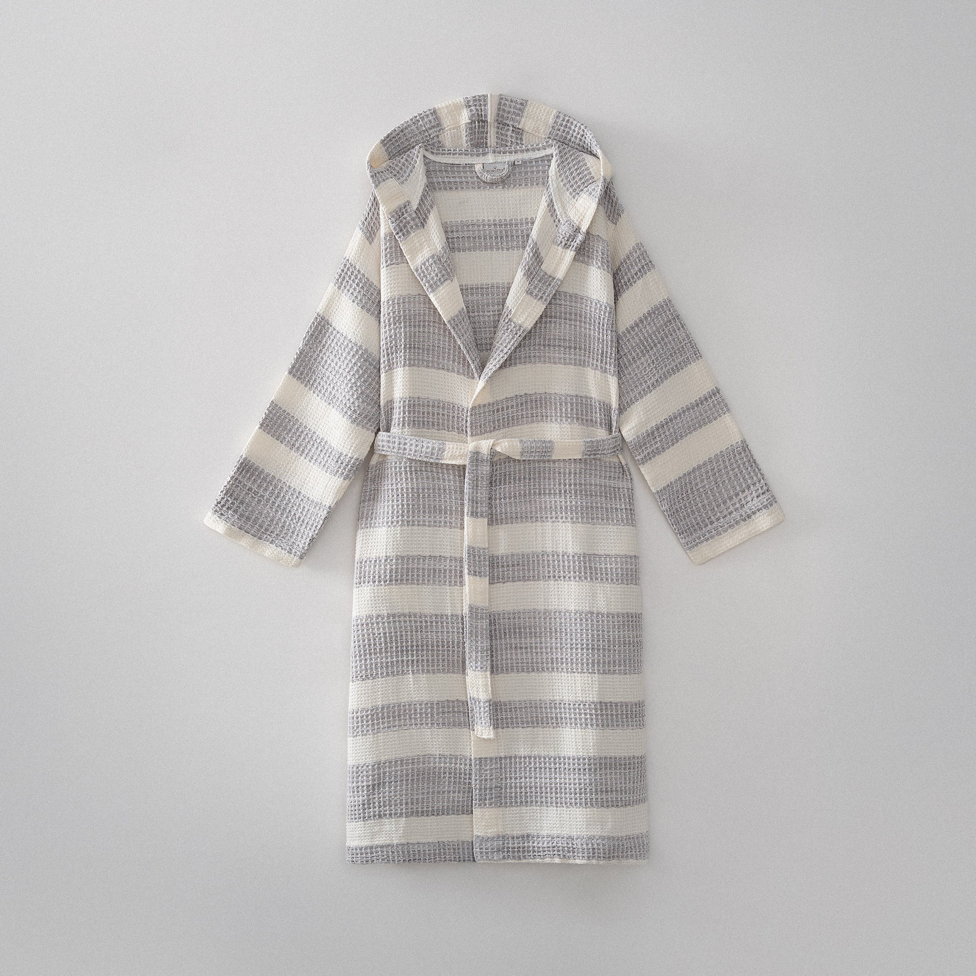 Ikra Pestemal Male Bathrobe %100Organic Cotton Jacquard Gray