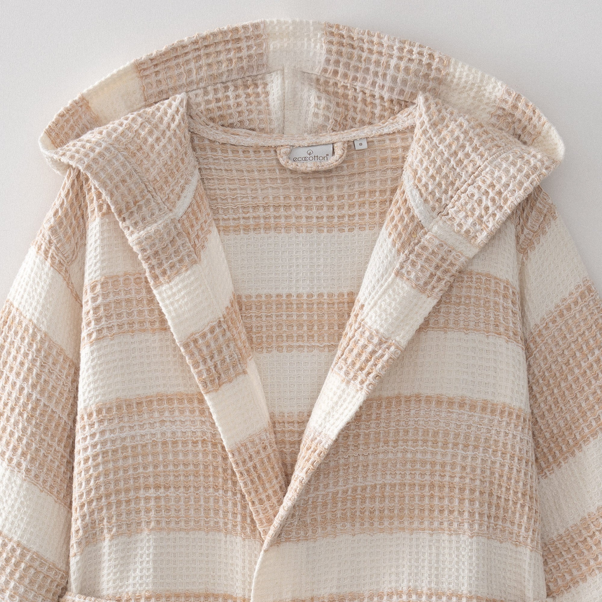 Ikra Pestemal Female Bathrobe %100Organic Cotton Jacquard Beige