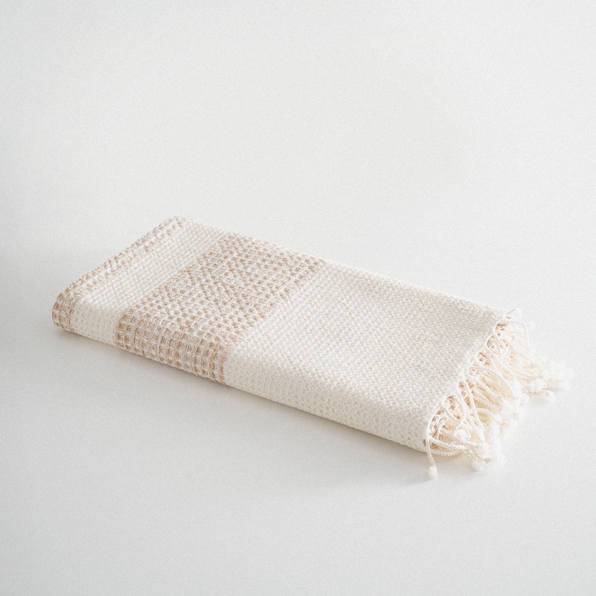 Ikra Pestemal %100 Organic Cotton Jacquard Beige 90X180 Cm