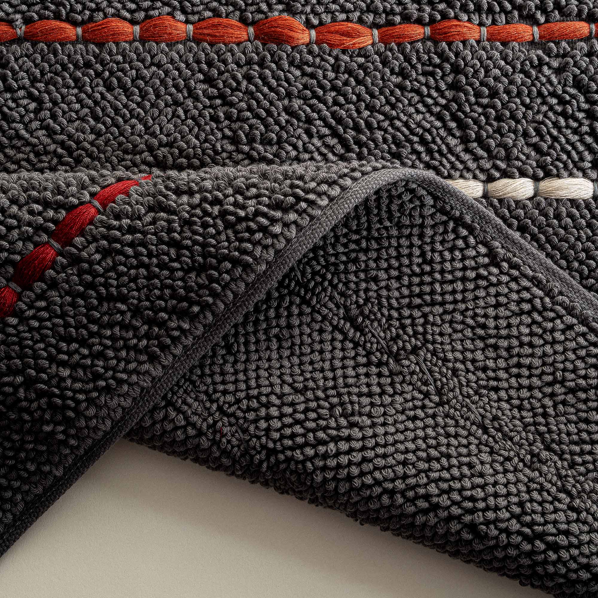 Katari Bath Mat 100% Cotton Hand Embroidery Anthracite 50x80 Cm