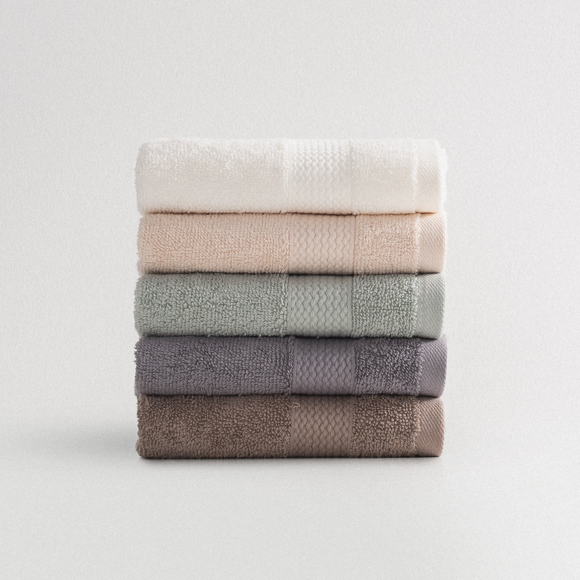 Lara Turkish Cotton Wash Cloth Towel Set of 5 Assorted
