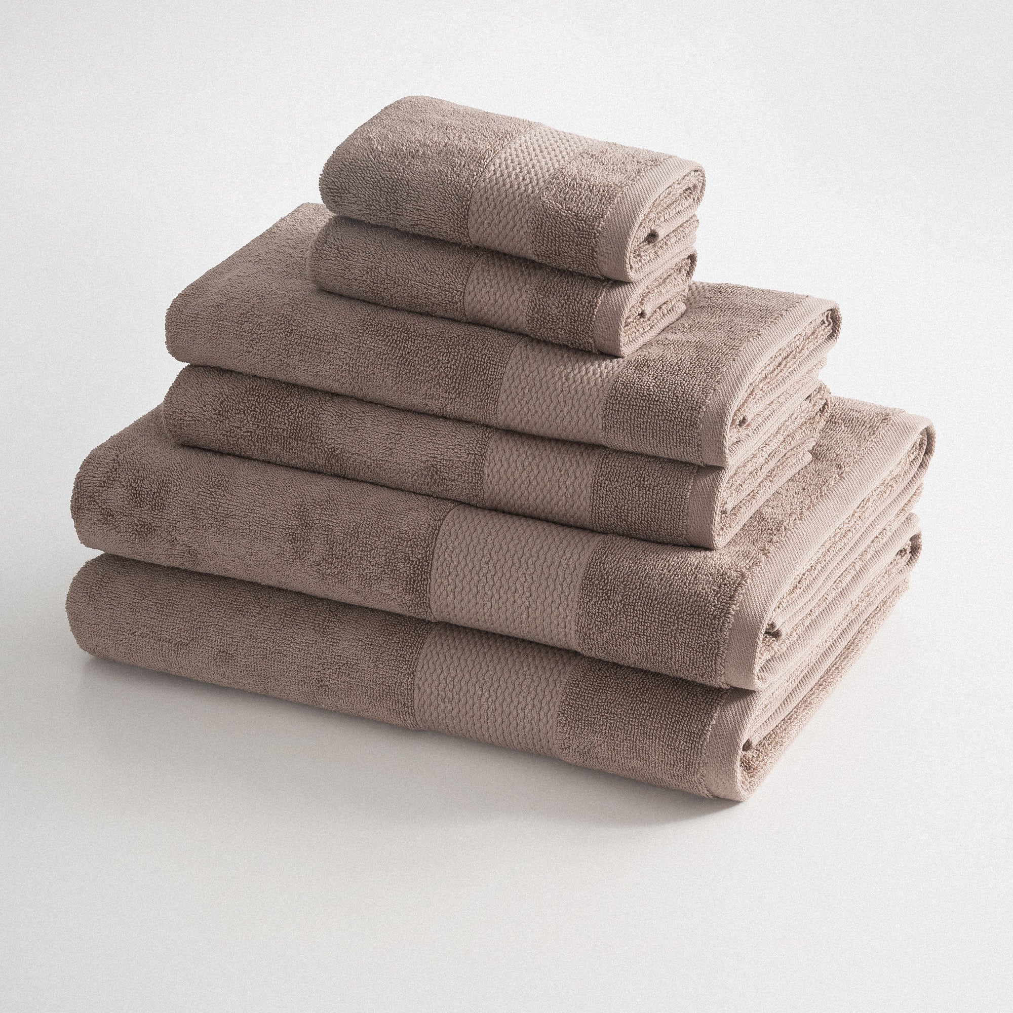 Lara Turkish Cotton Bath Towel Set of 6 Brown