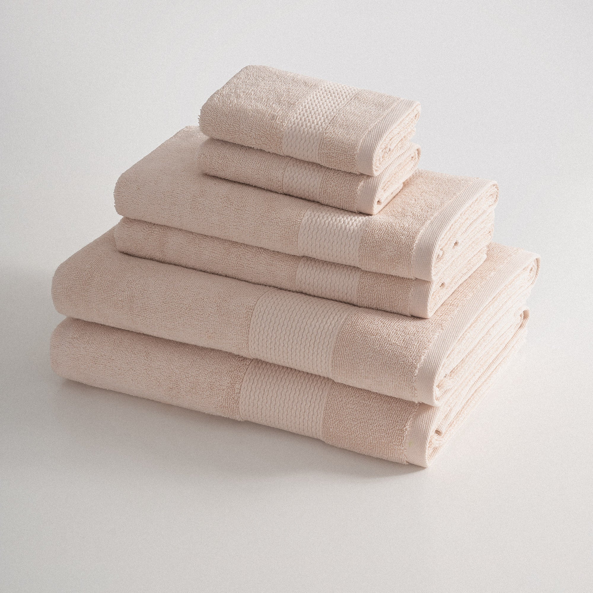 Lara Turkish Cotton Bath Towel Set of 6 Light Salmon