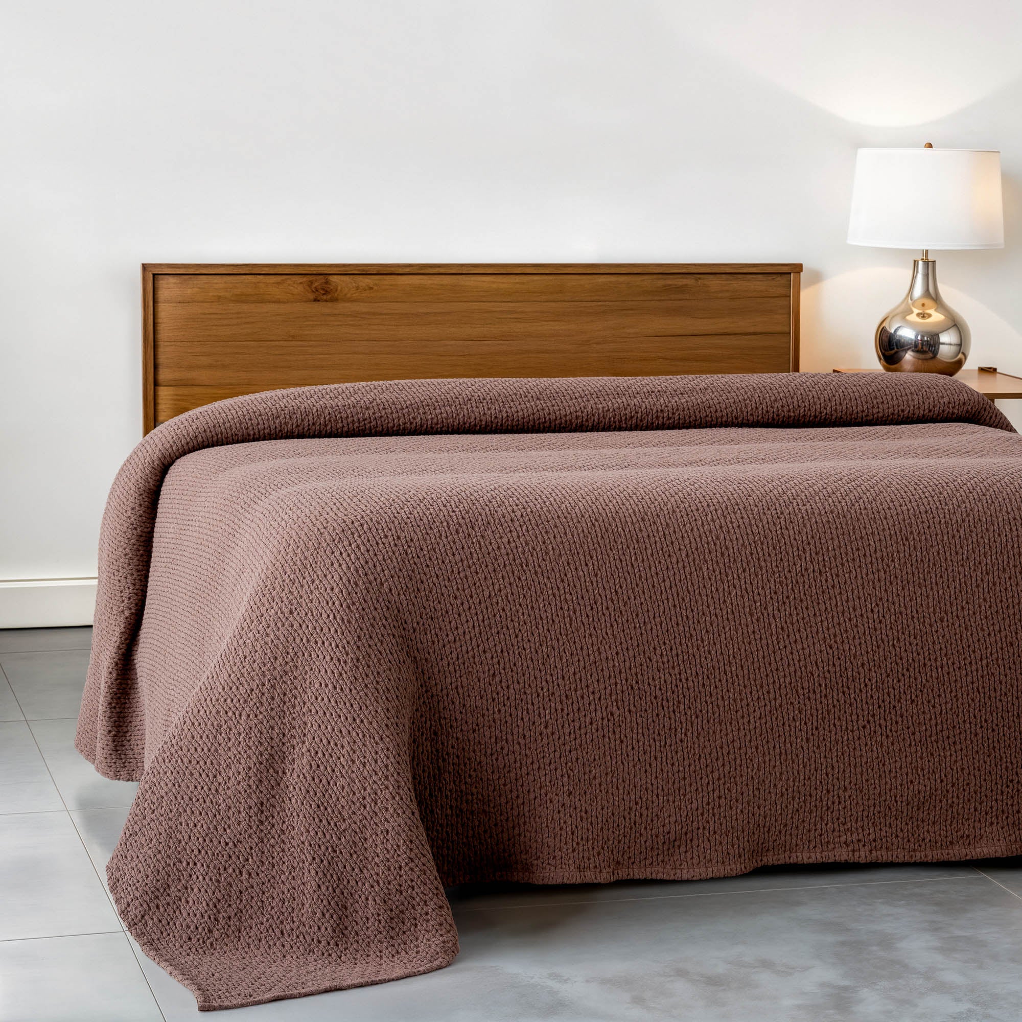 Lara Cotton Double Pique Bedspread Brown