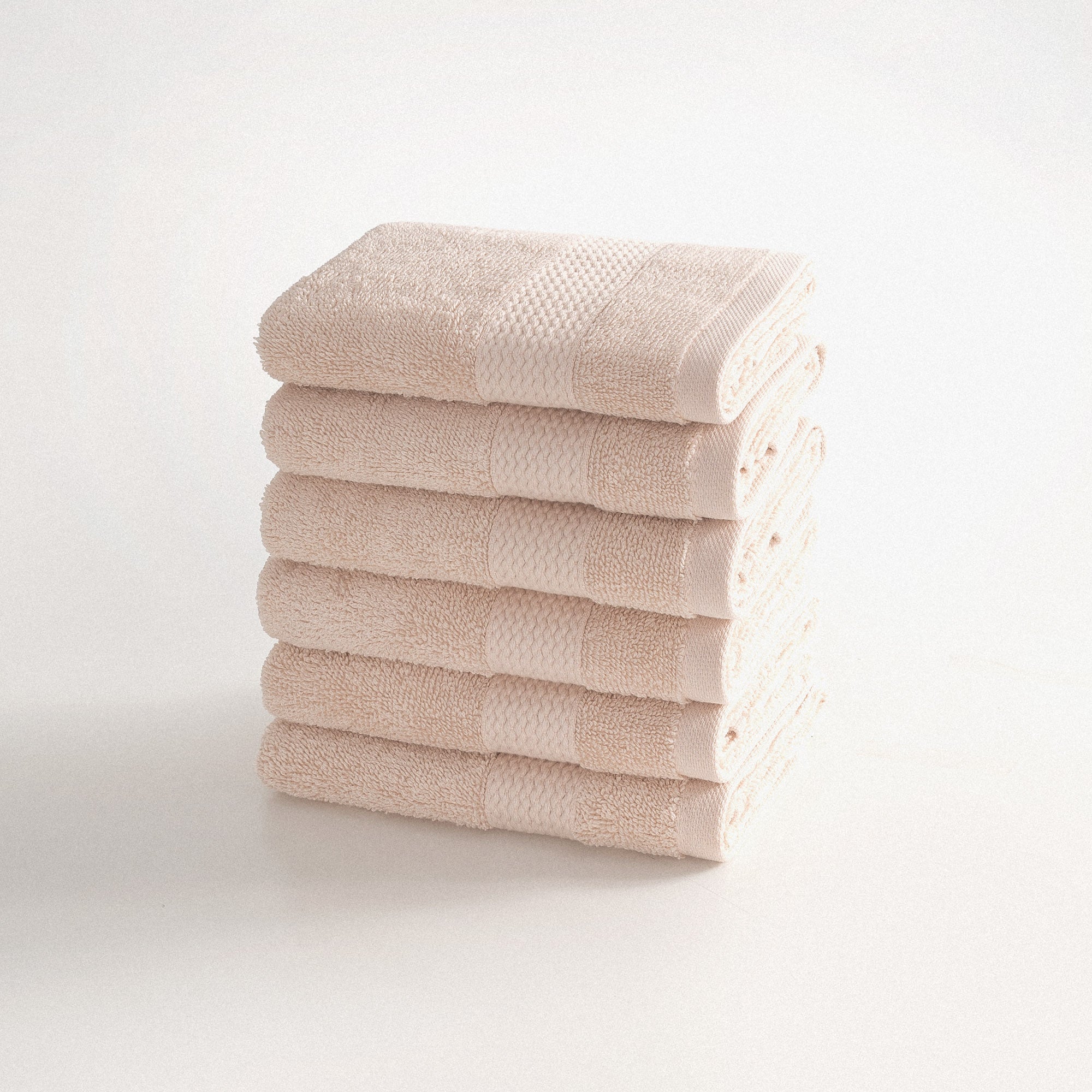 Lara Turkish Cotton Wash Cloth Towel Set of 6 Light Salmon