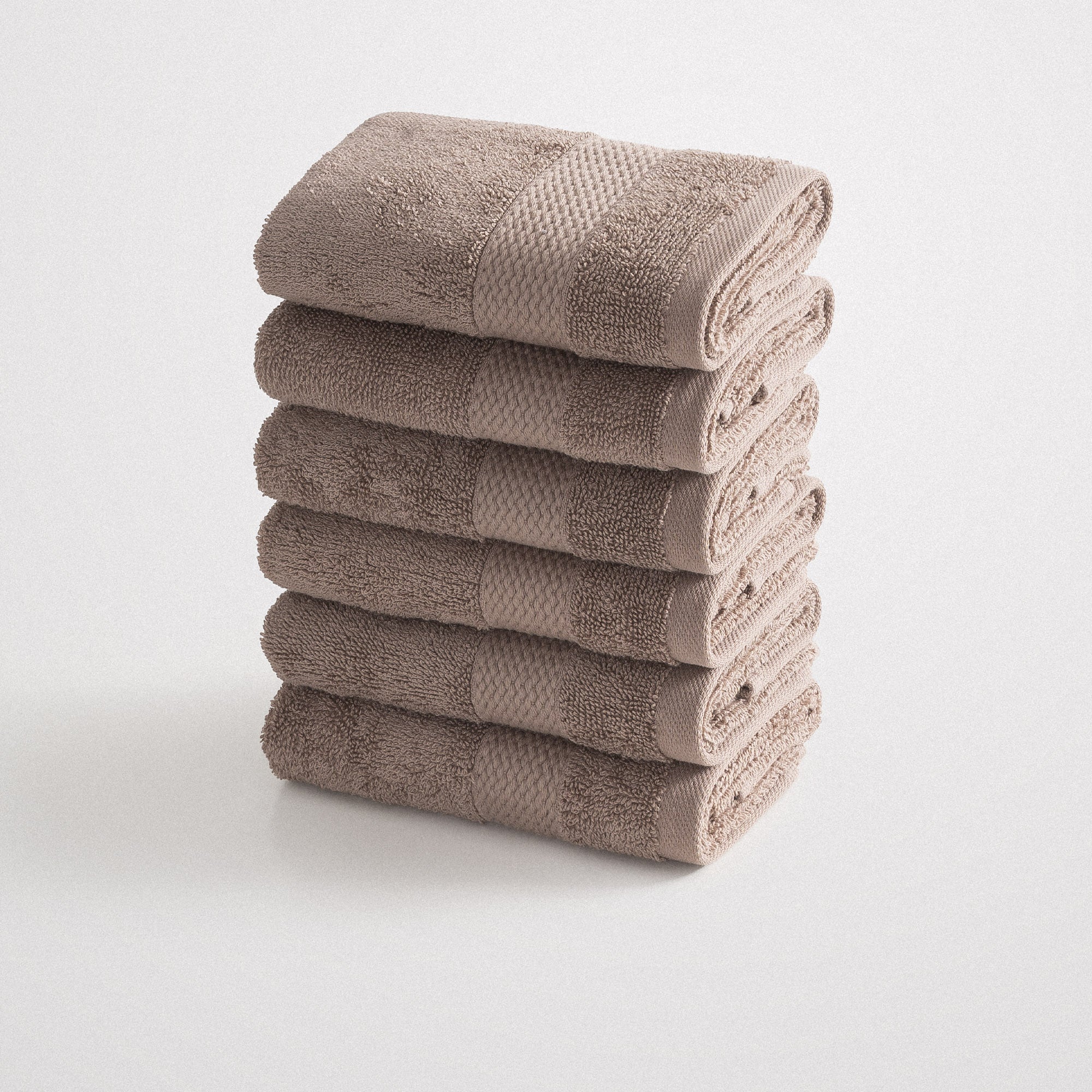 Lara Turkish Cotton Wash Cloth Towel Set of 6 Brown