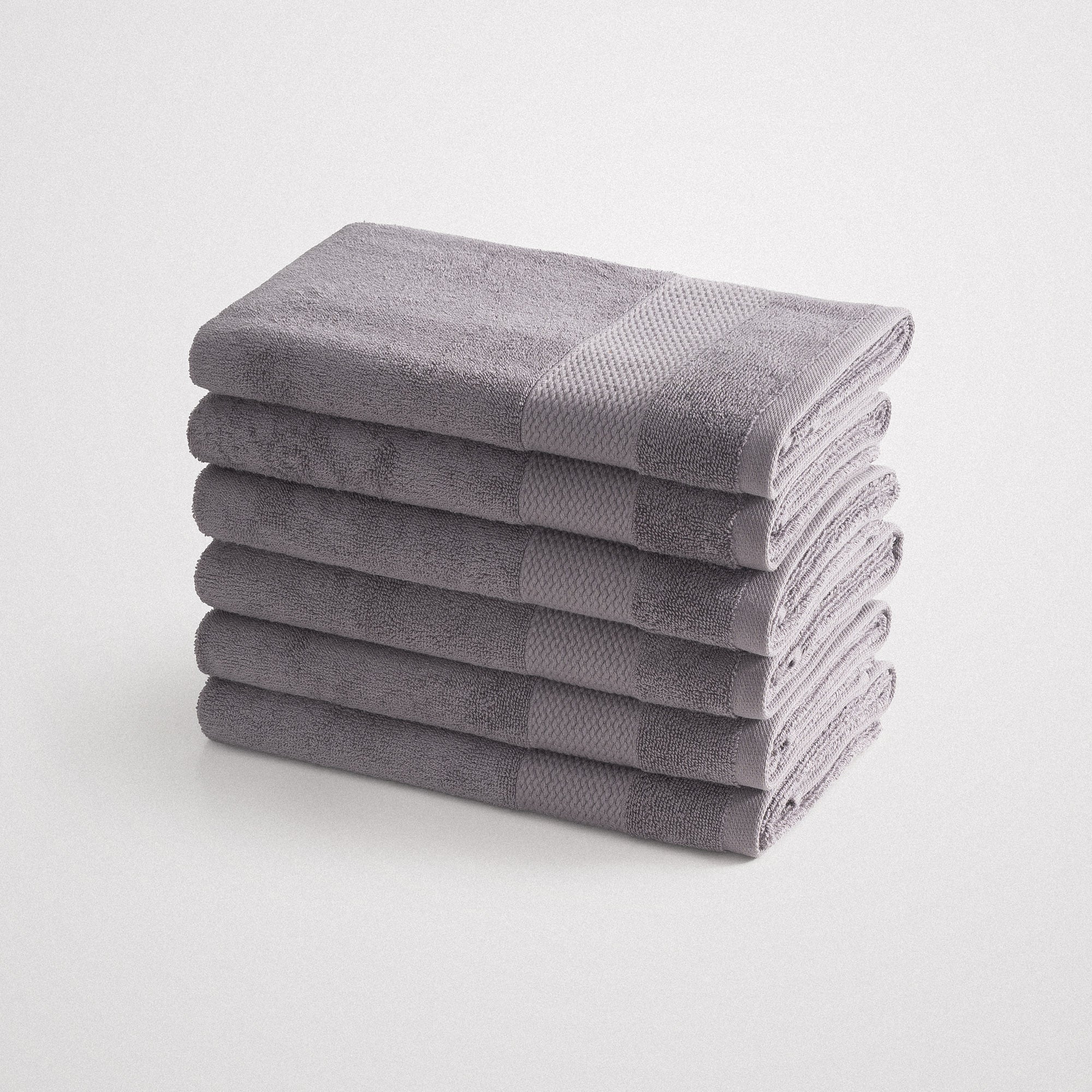 Lara Turkish Cotton Hand Towel Set of 6 Dark Gray