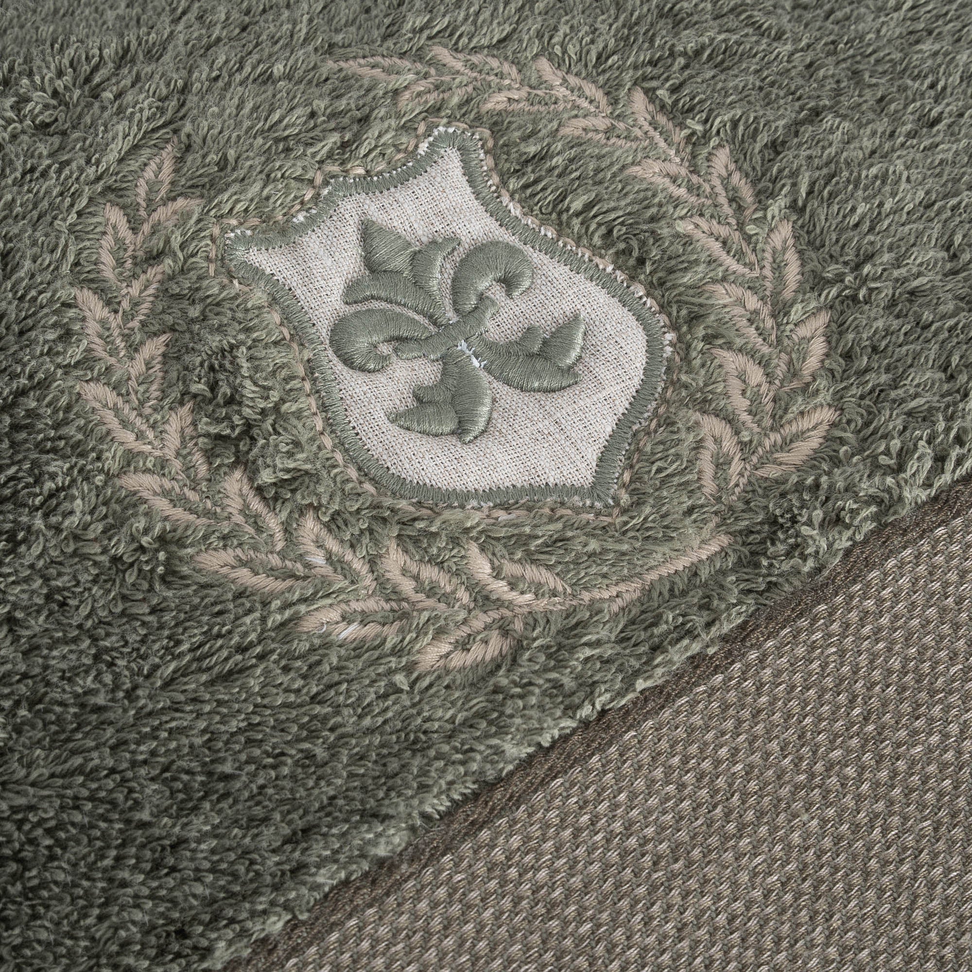 Masal Bath Towel 100% Organic Cotton Embroidery Green 80x150 Cm