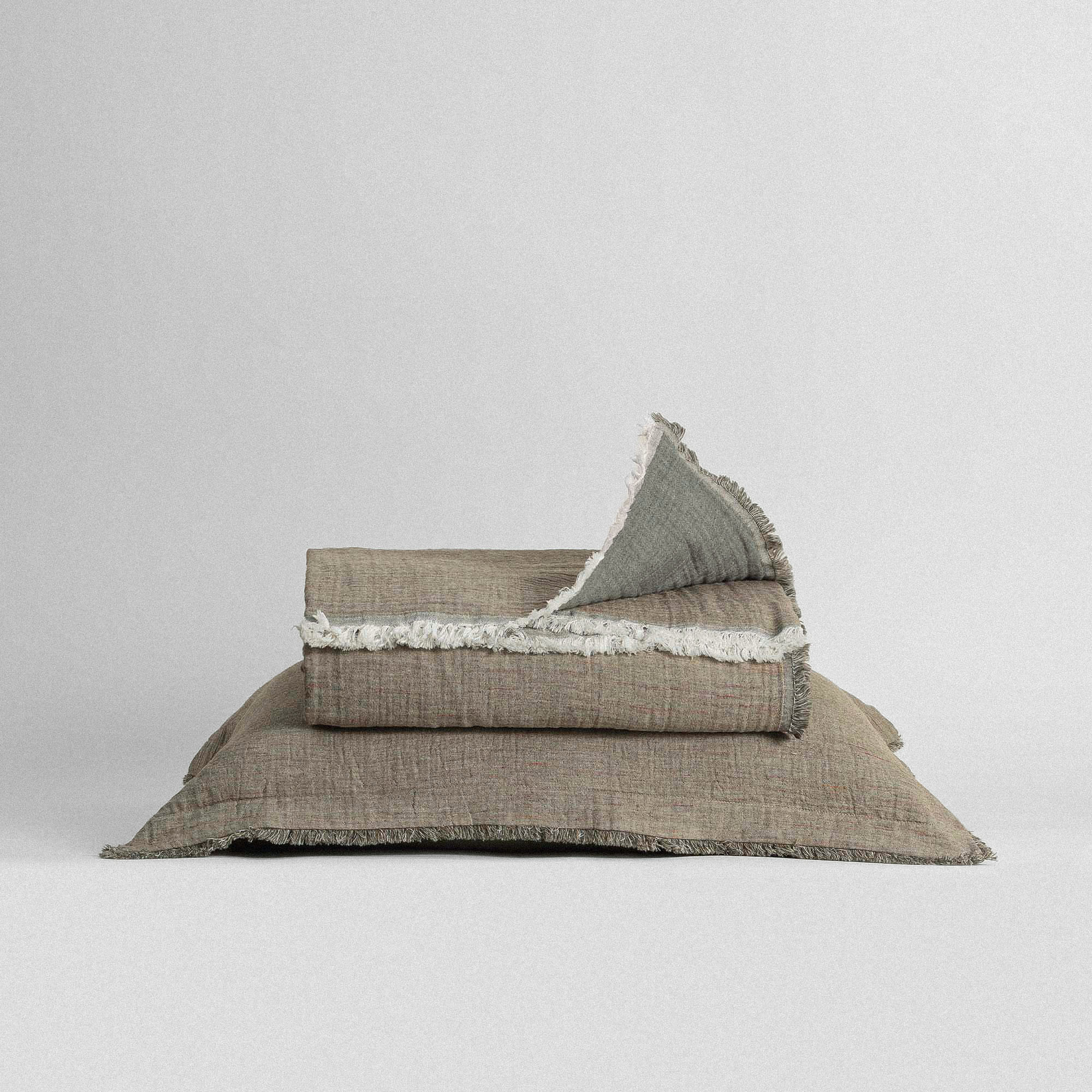 Muna Organic Cotton Single Bedspread Set Inject Green-Dark Green