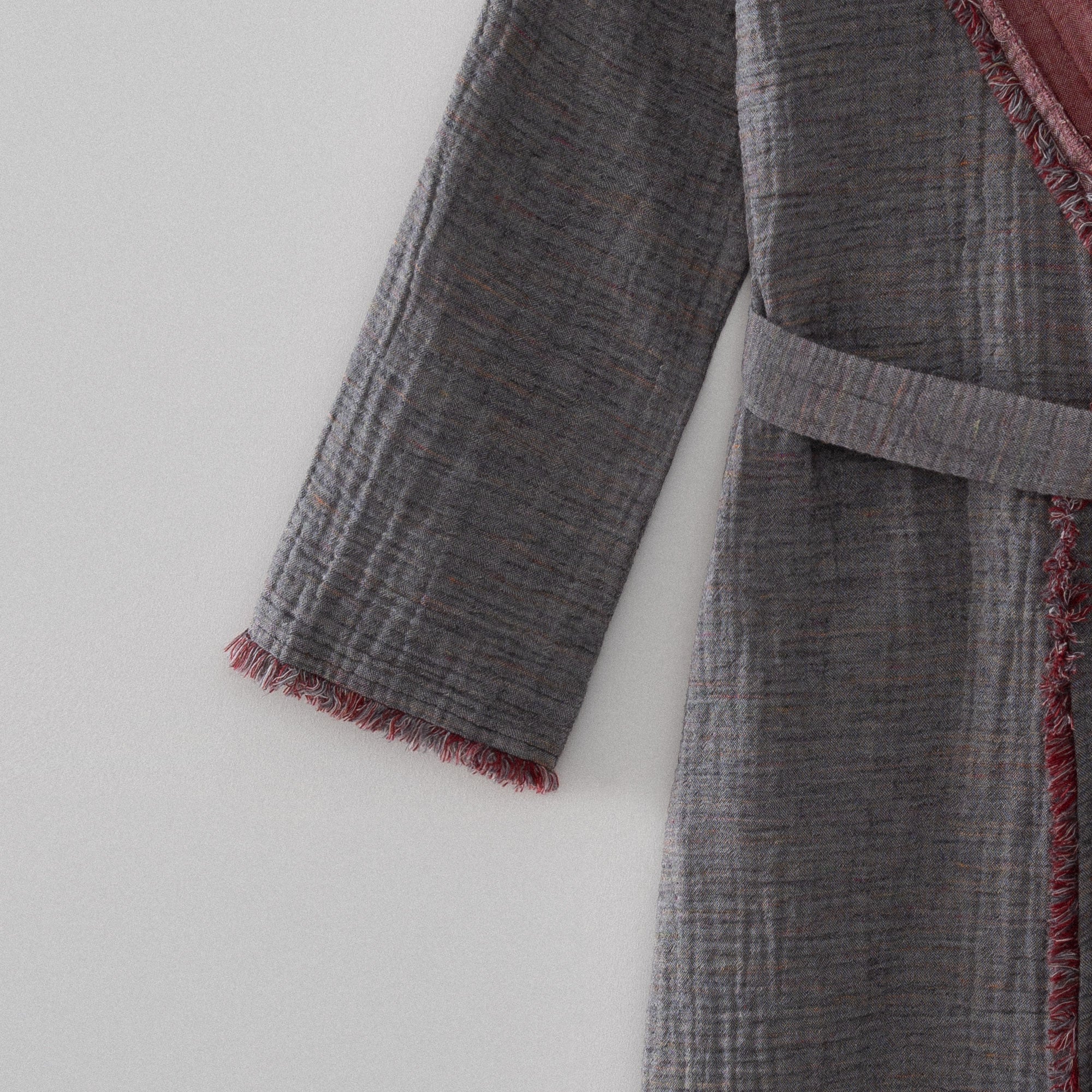 Muna Woman Bathrobe 100% Organic Cotton Inject Bordeaux -Anthracite