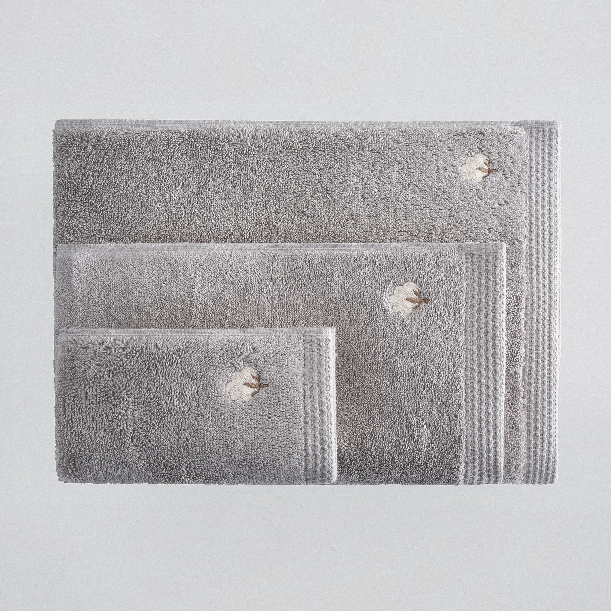 Pure Cotton Organic Turkish Cotton Bath Towel Set of 3 Gray