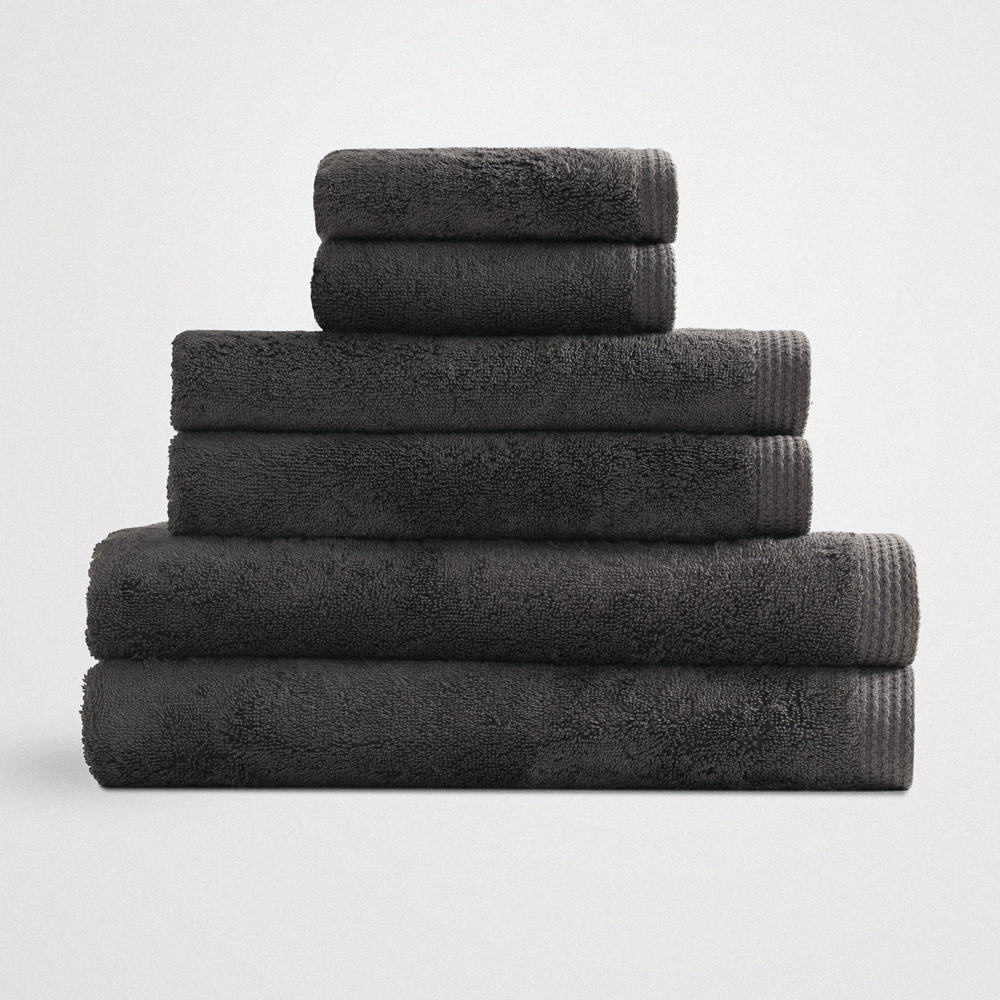 Pure Cotton Organic Turkish Cotton Bath Towel Set of 6 Anthracite