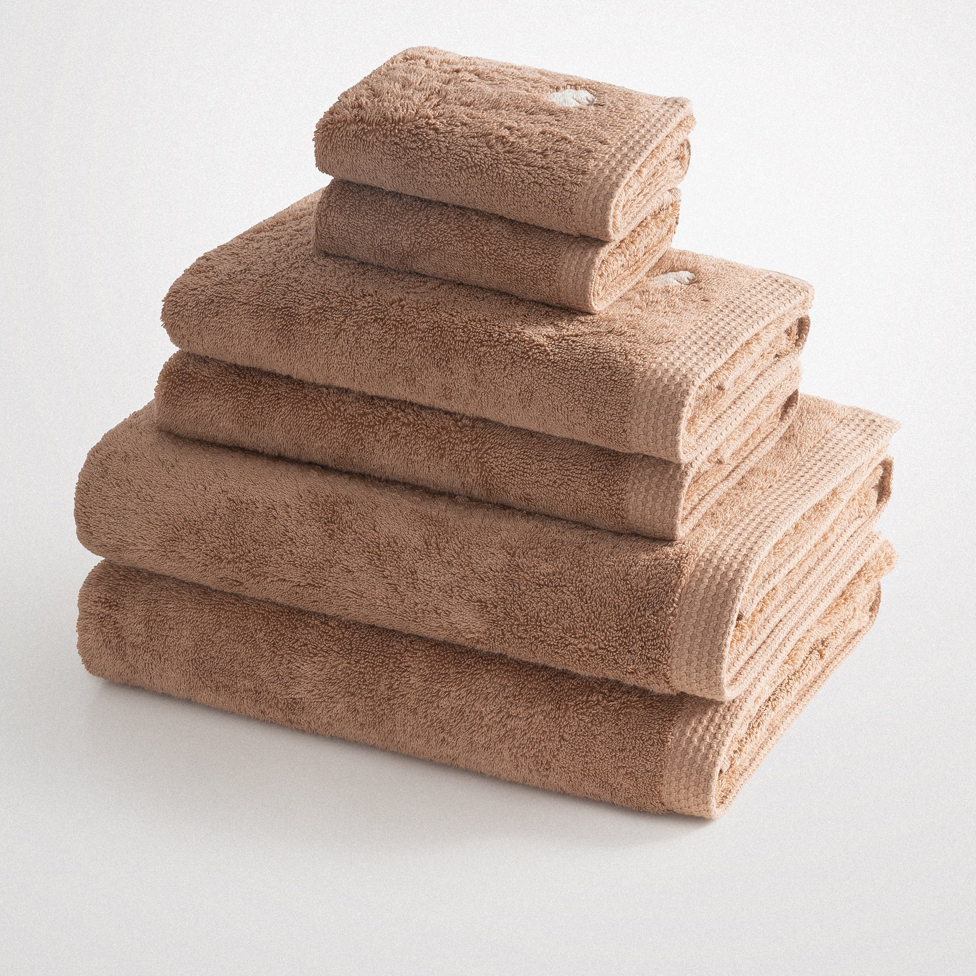 Pure Cotton Organic Turkish Cotton Bath Towel Set of 6 Brown