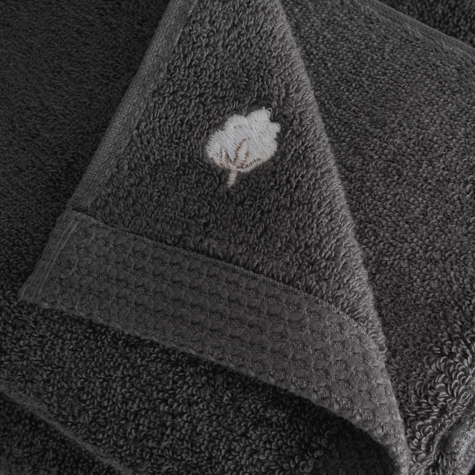 Pure Cotton Organic Turkish Cotton Bath Towel Set of 6 Anthracite