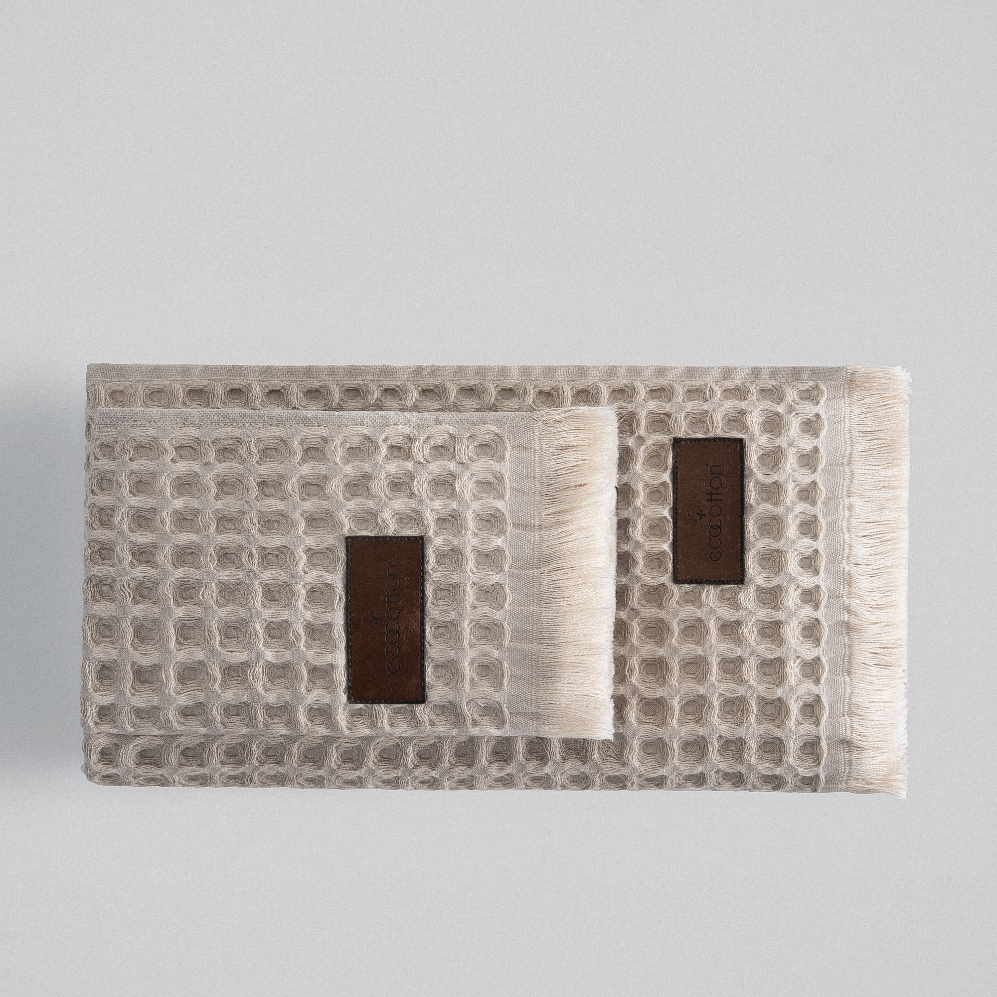 Seren Organic Cotton Towel Set of 4 Beige-Anthracite