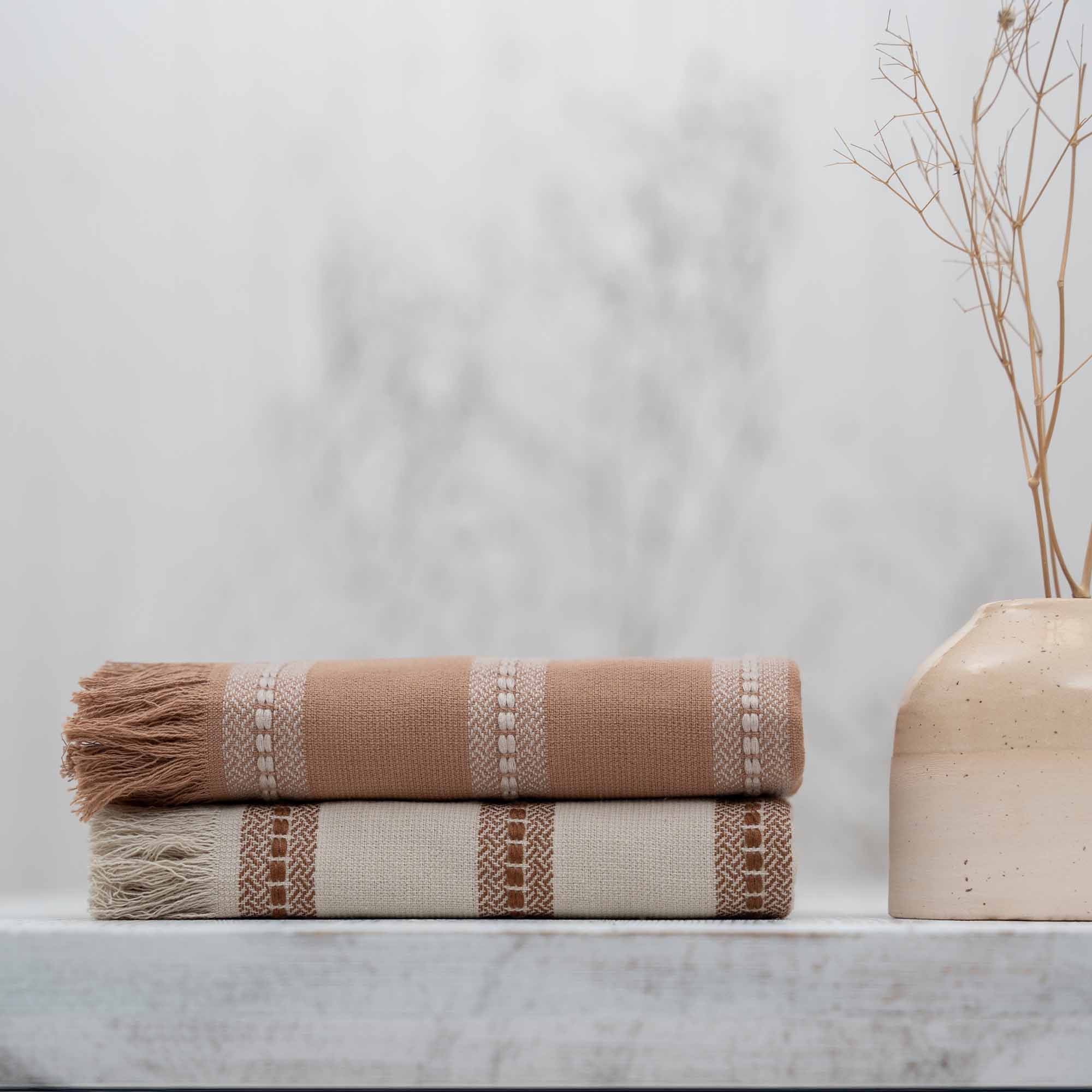 Neva Cotton Bouclé Dish Towel Set of 2 Beige/Brown