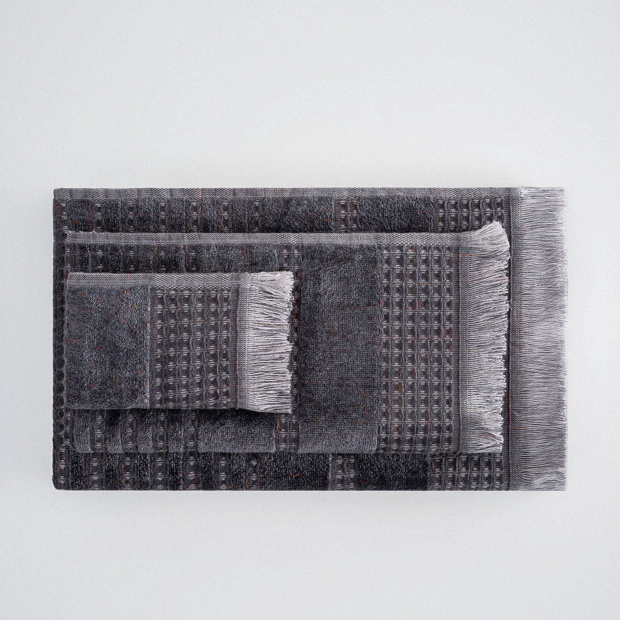 Zeus Organic Turkish Cotton Bath Towel Set of 3 Inject Anthracite