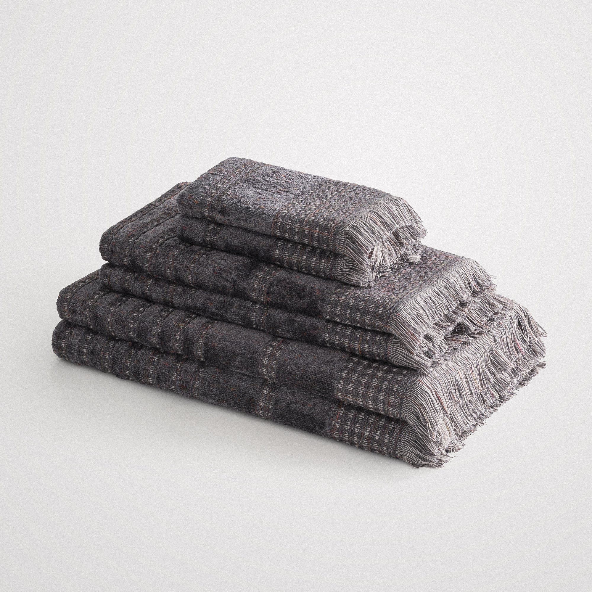 Zeus Organic Turkish Cotton Bath Towel Set of 6 Inject Anthracite