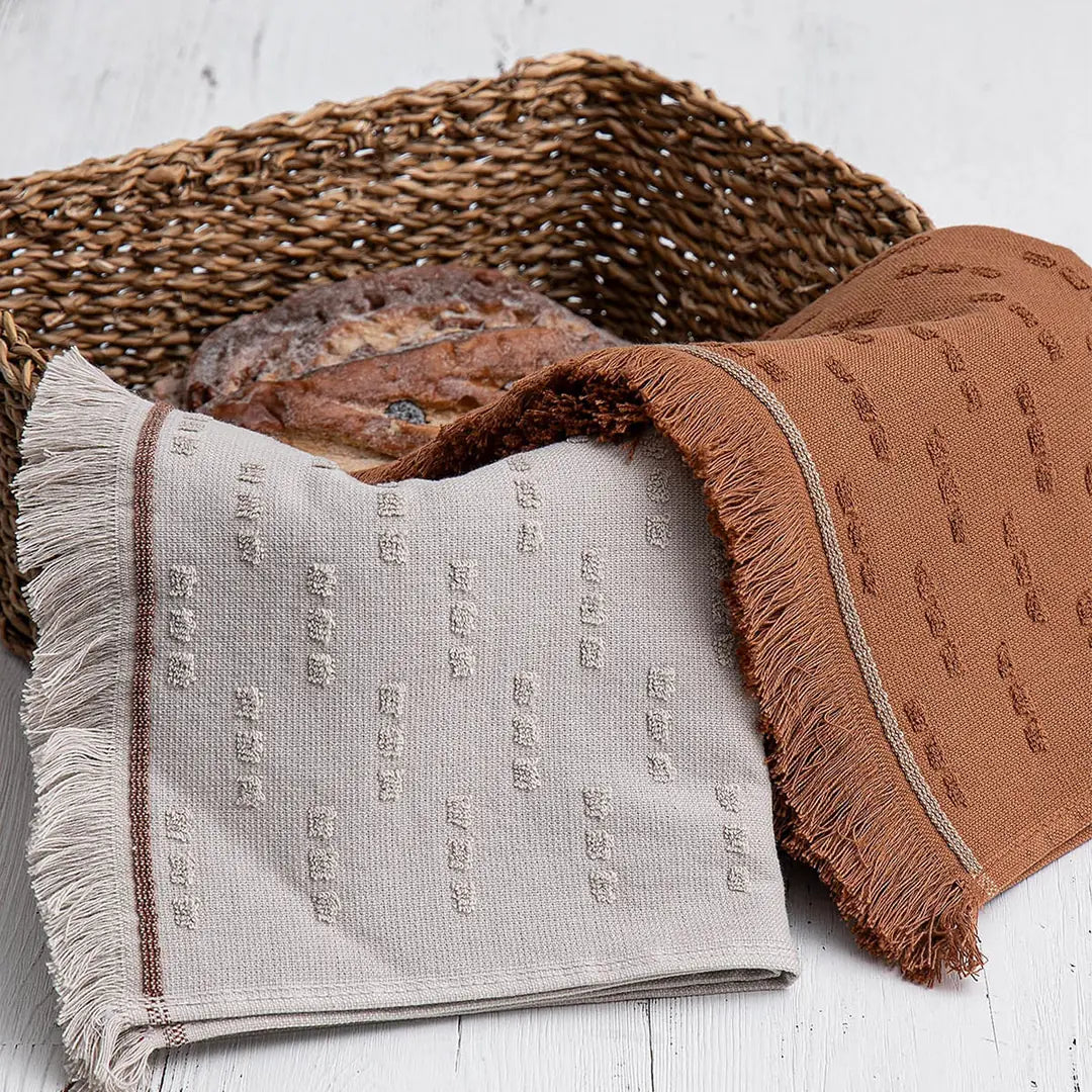 Pera Turkish Cotton Bouclé Dish Towel Set of 2 Beige-Terra