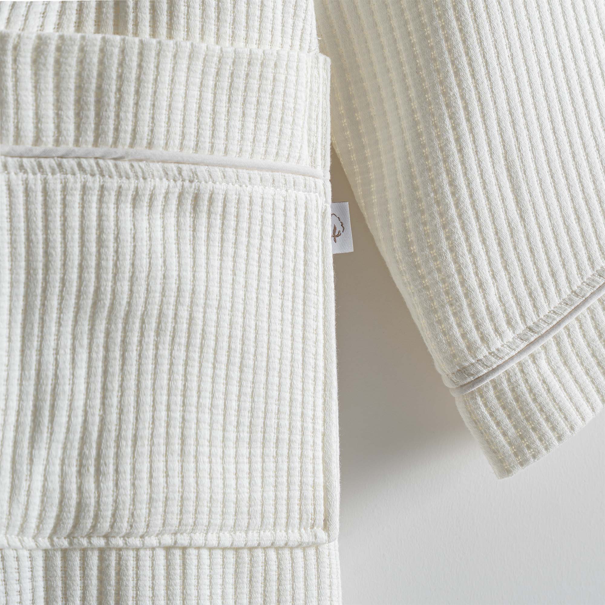 Alessa Organic Cotton Pique Men's Bathrobe Cream