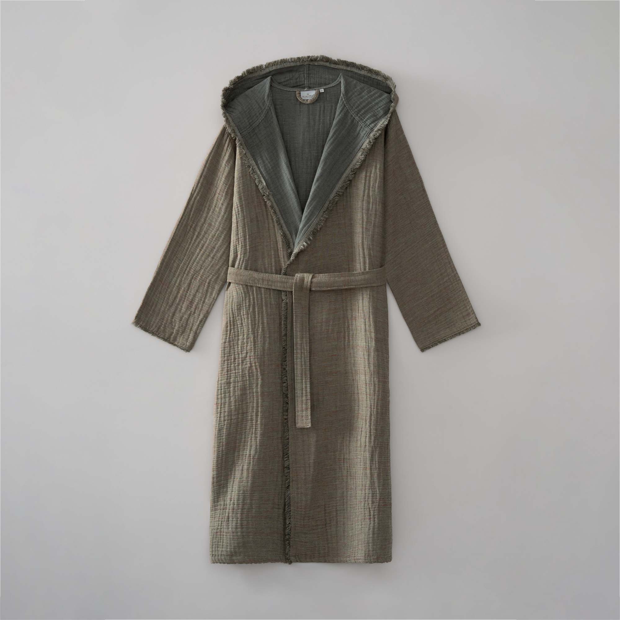 Muna Organic Cotton Inject Men's Bathrobe Green-Dark Green