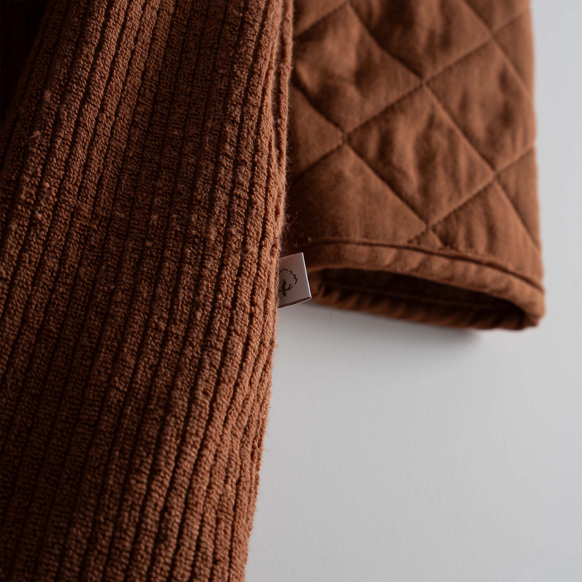 Hüma Quilted Turkish Cotton Women's Bathrobe Terra