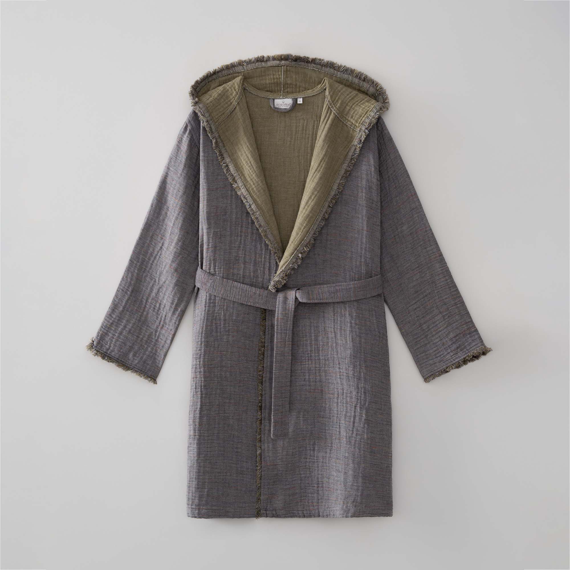 Muna Organic Turkish Cotton Women's Bathrobe Inject Green-Anthracite
