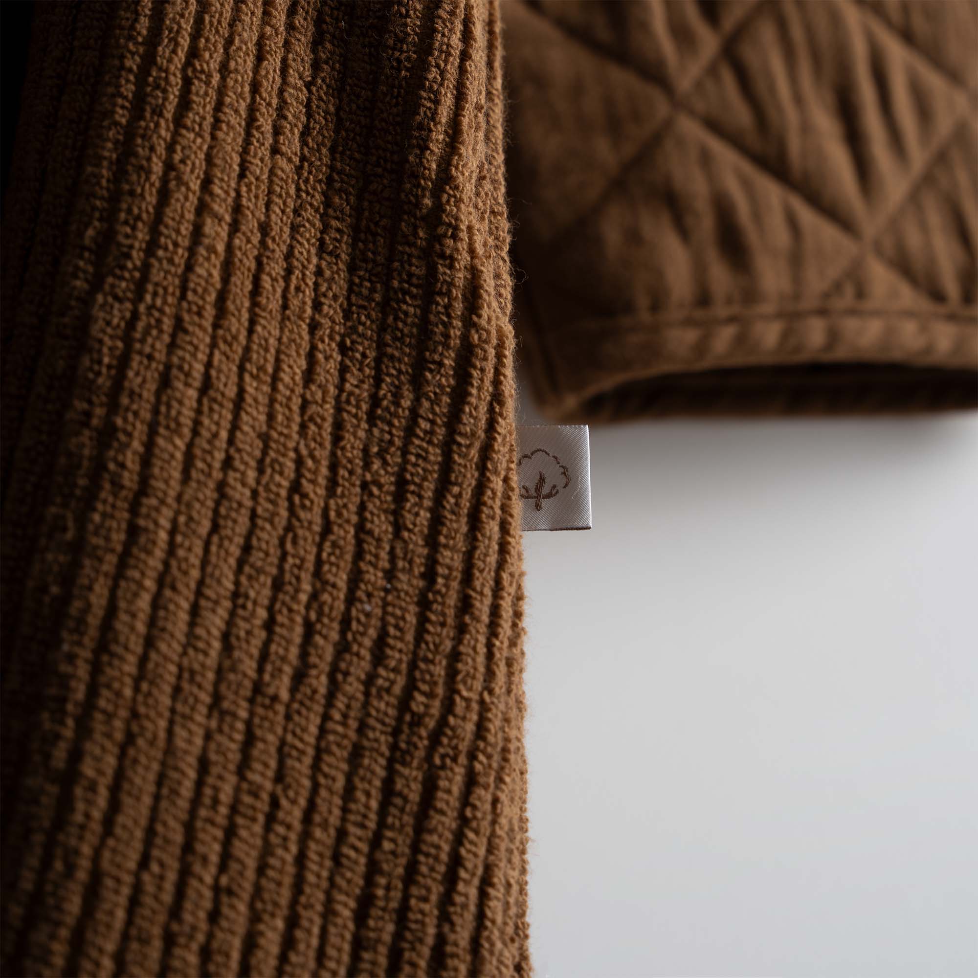 Hüma Quilted Turkish Cotton Men's Bathrobe Brown
