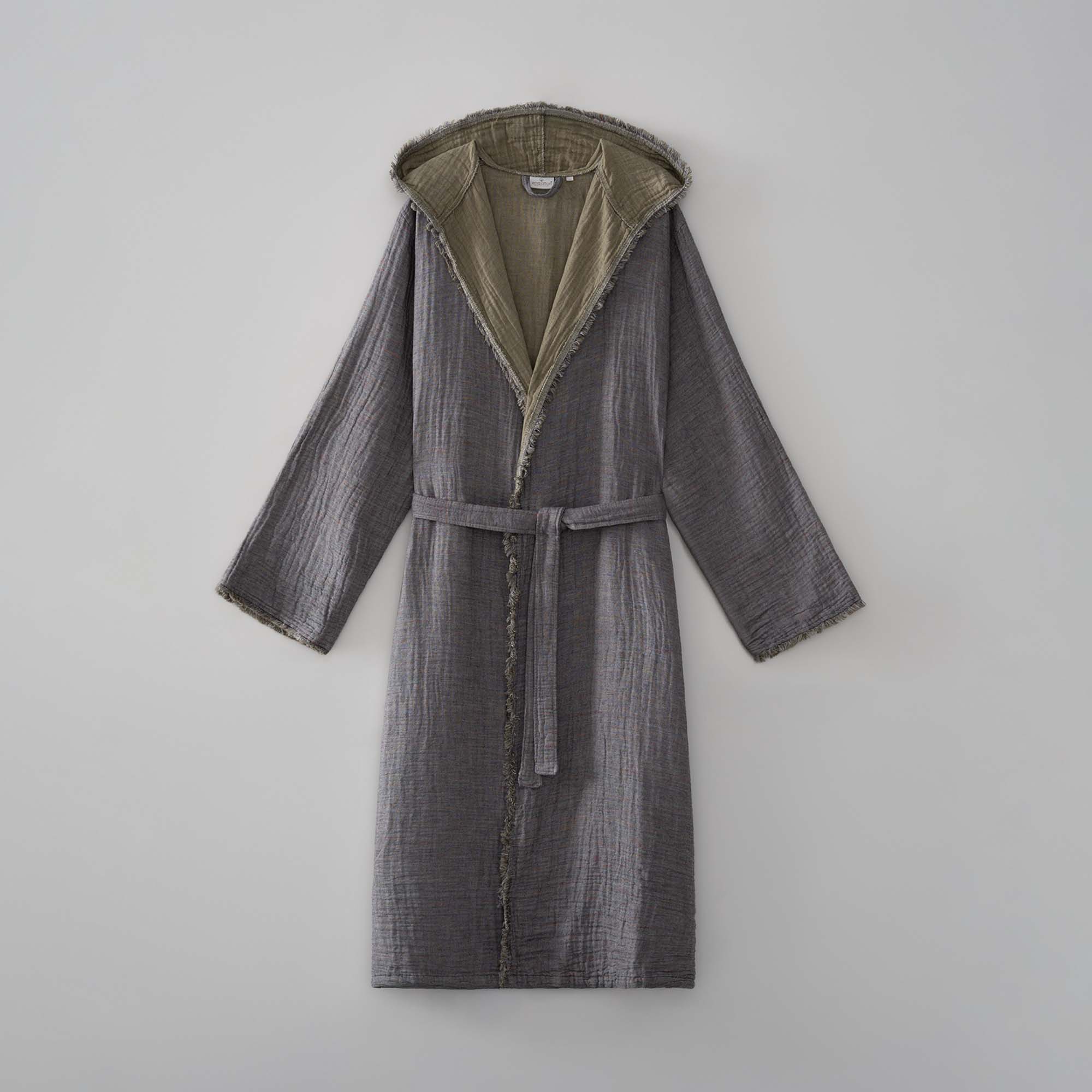 Muna Organic Turkish Cotton Men's Bathrobe Inject Green-Anthracite