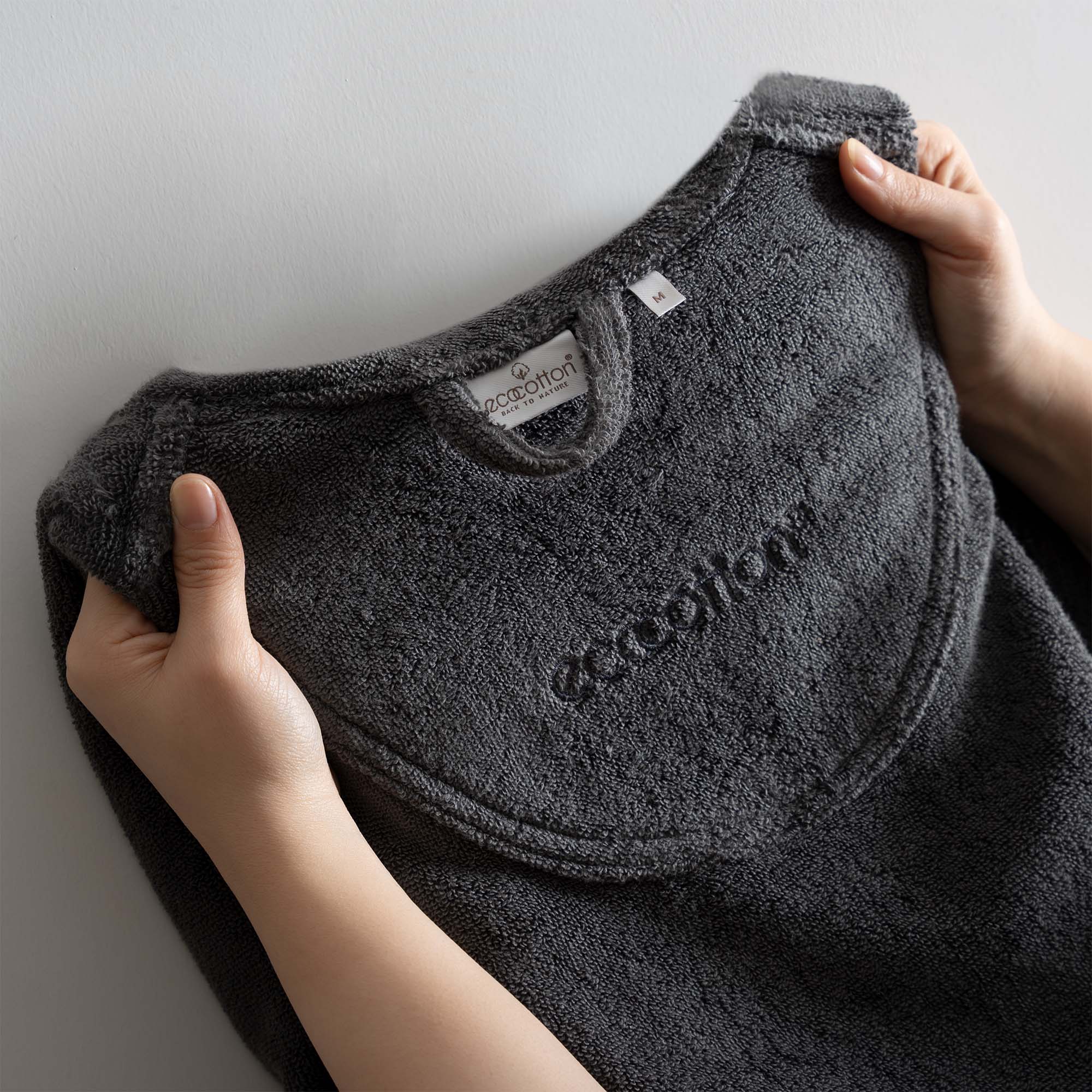 Pure Cotton Organic Cotton Men's Bathrobe Anthracite