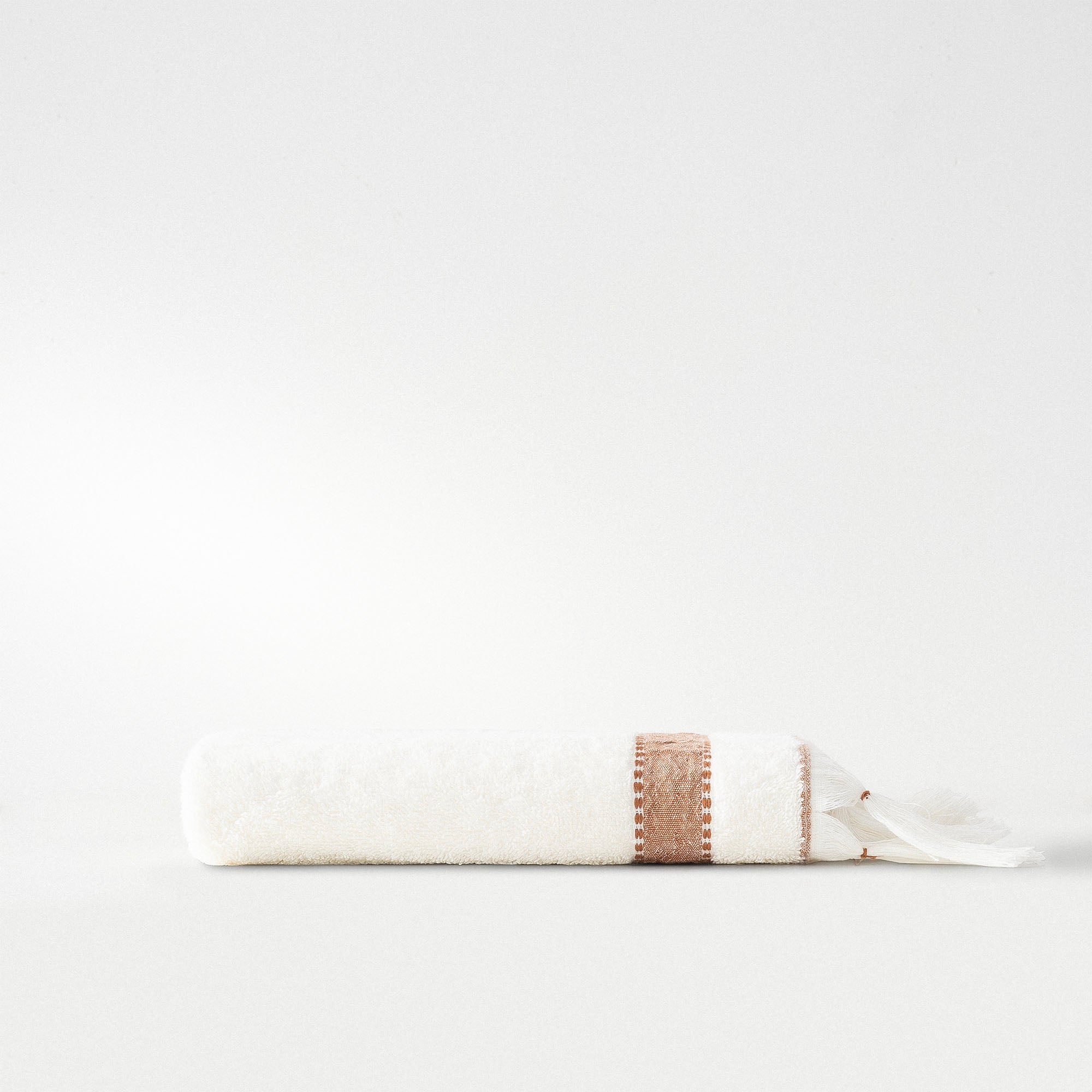 Galya Hand & Face Towel 100% Organic Kapok Bordered Cream-Terra 50x90 Cm