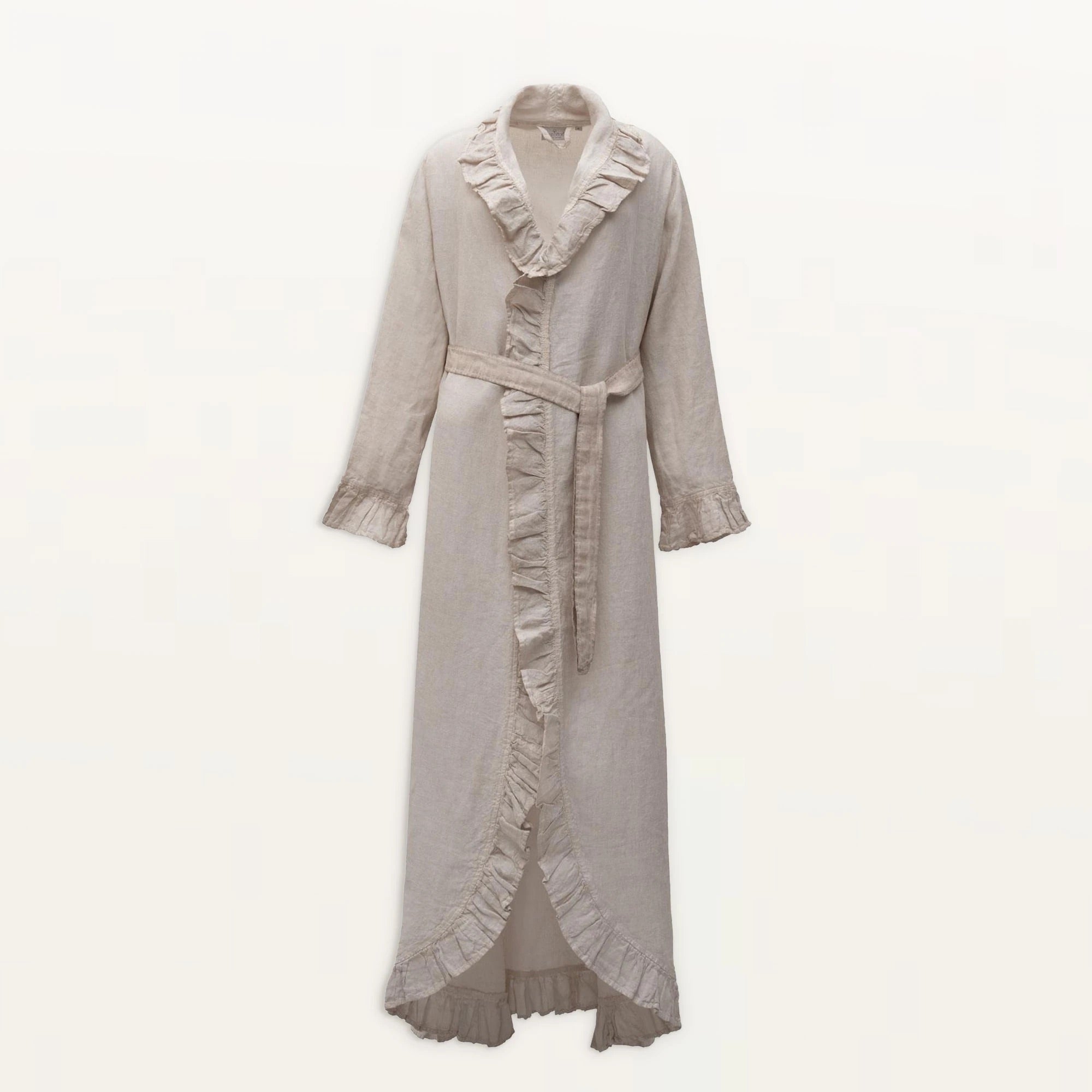 Miranda Woman Dressing Gown 100% Linen Garment Dyed Beige