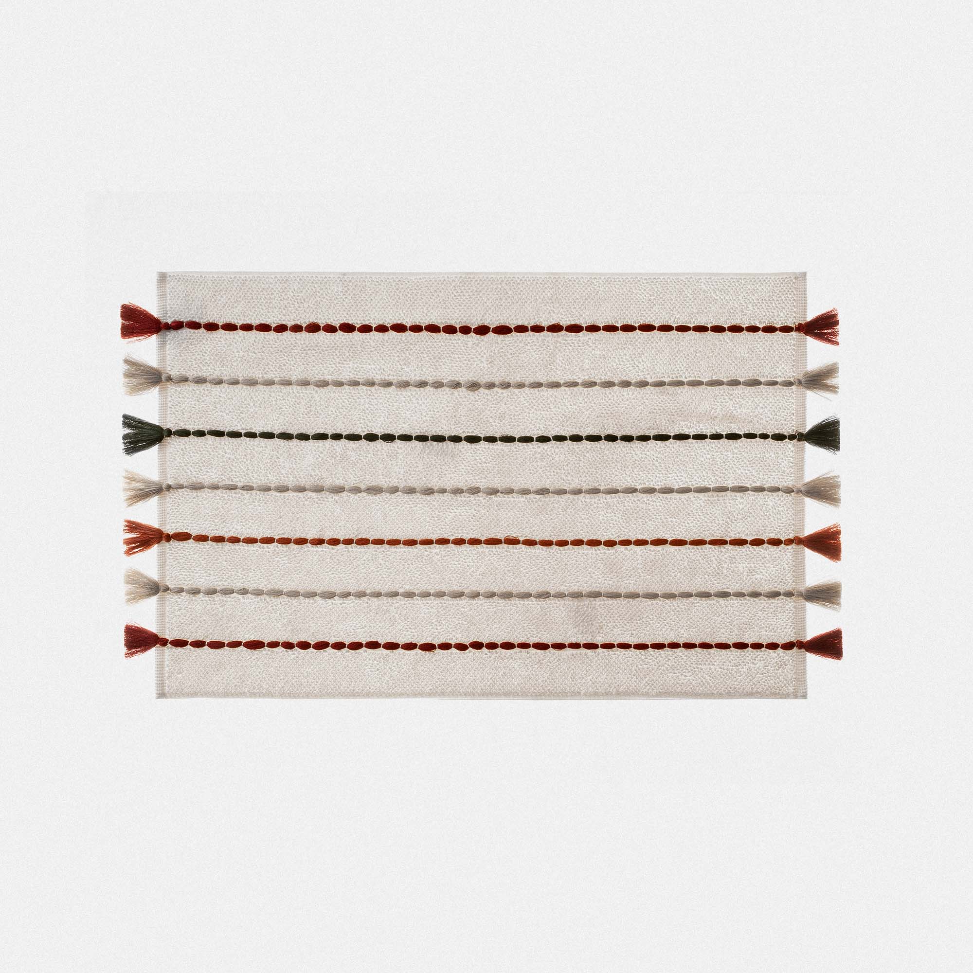 Katari Bath Mat 100% Cotton Hand Embroidery Cream 50x80 Cm