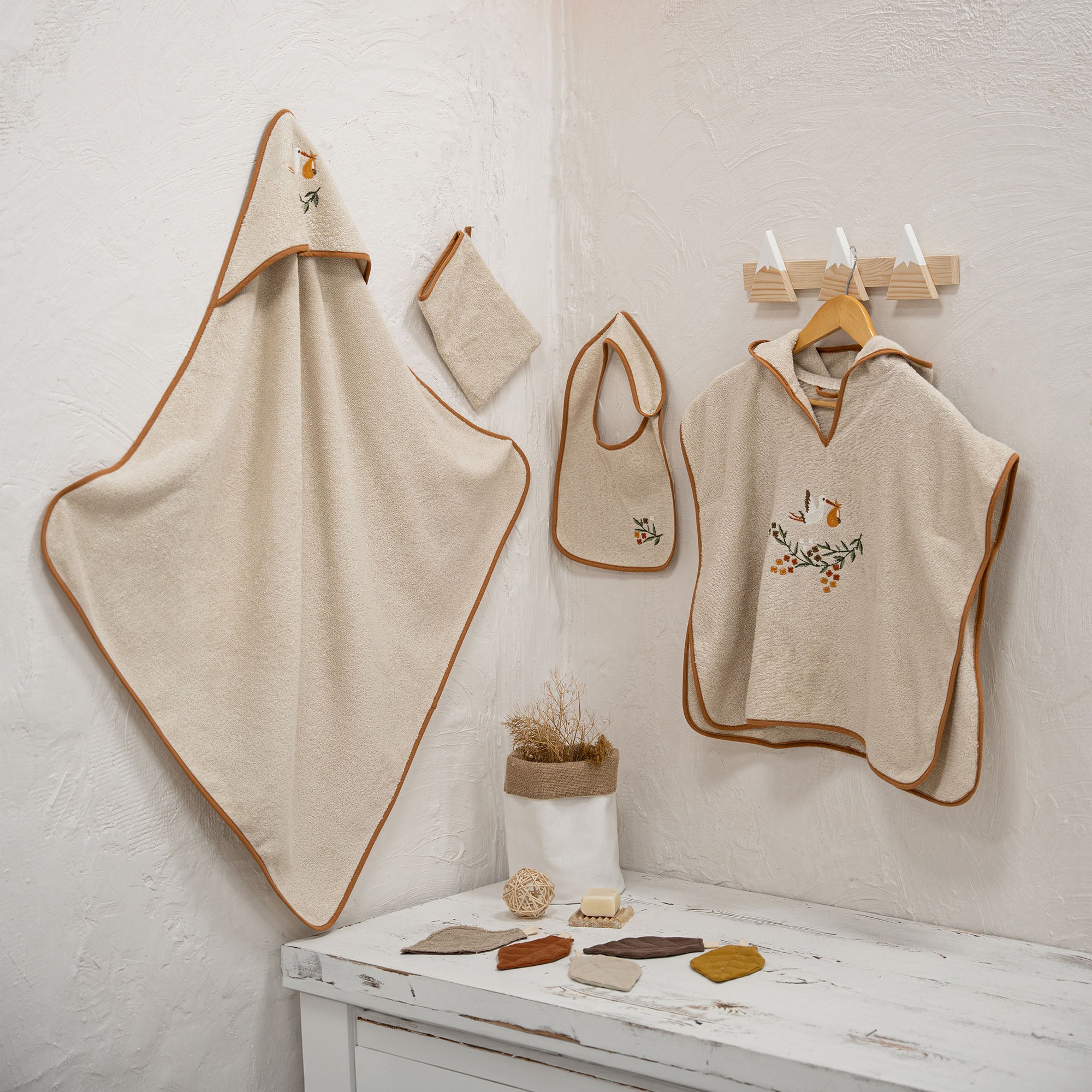 Polina Organic Cotton Poncho Set Beige