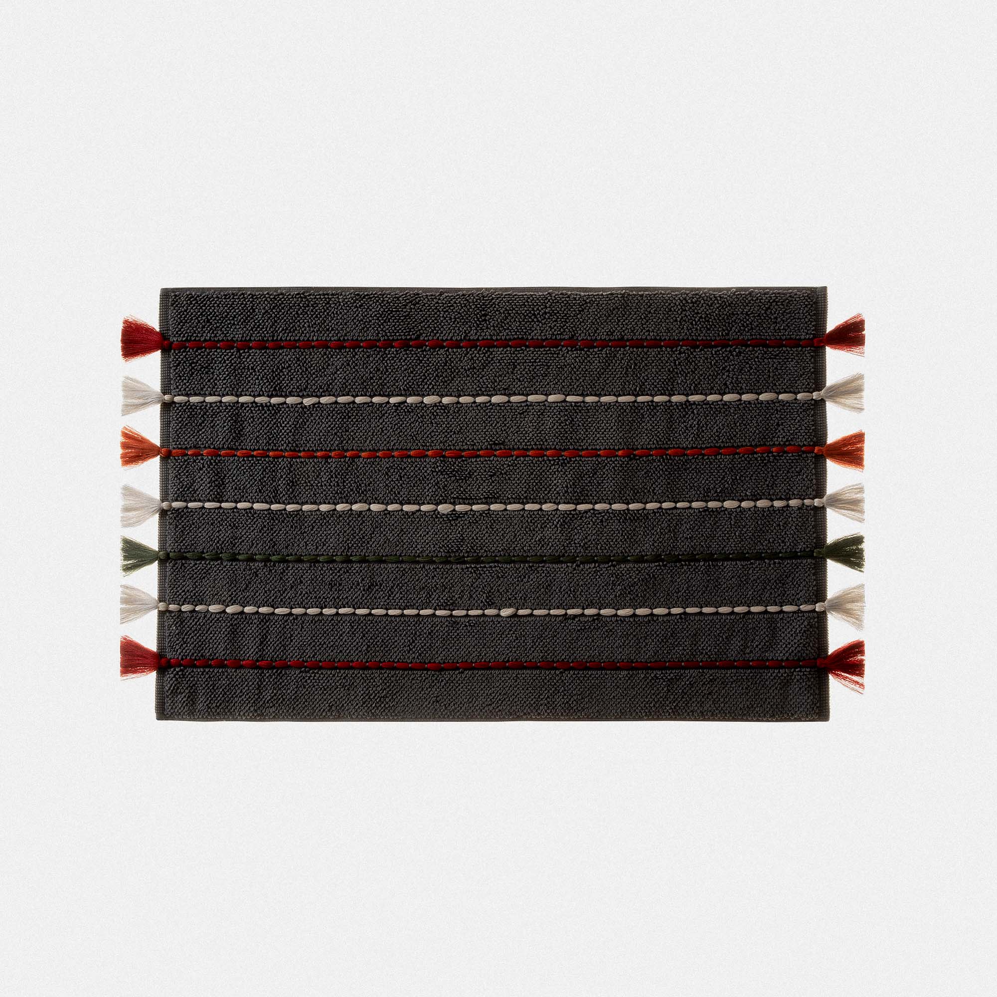 Katari Bath Mat 100% Cotton Hand Embroidery Anthracite 50x80 Cm