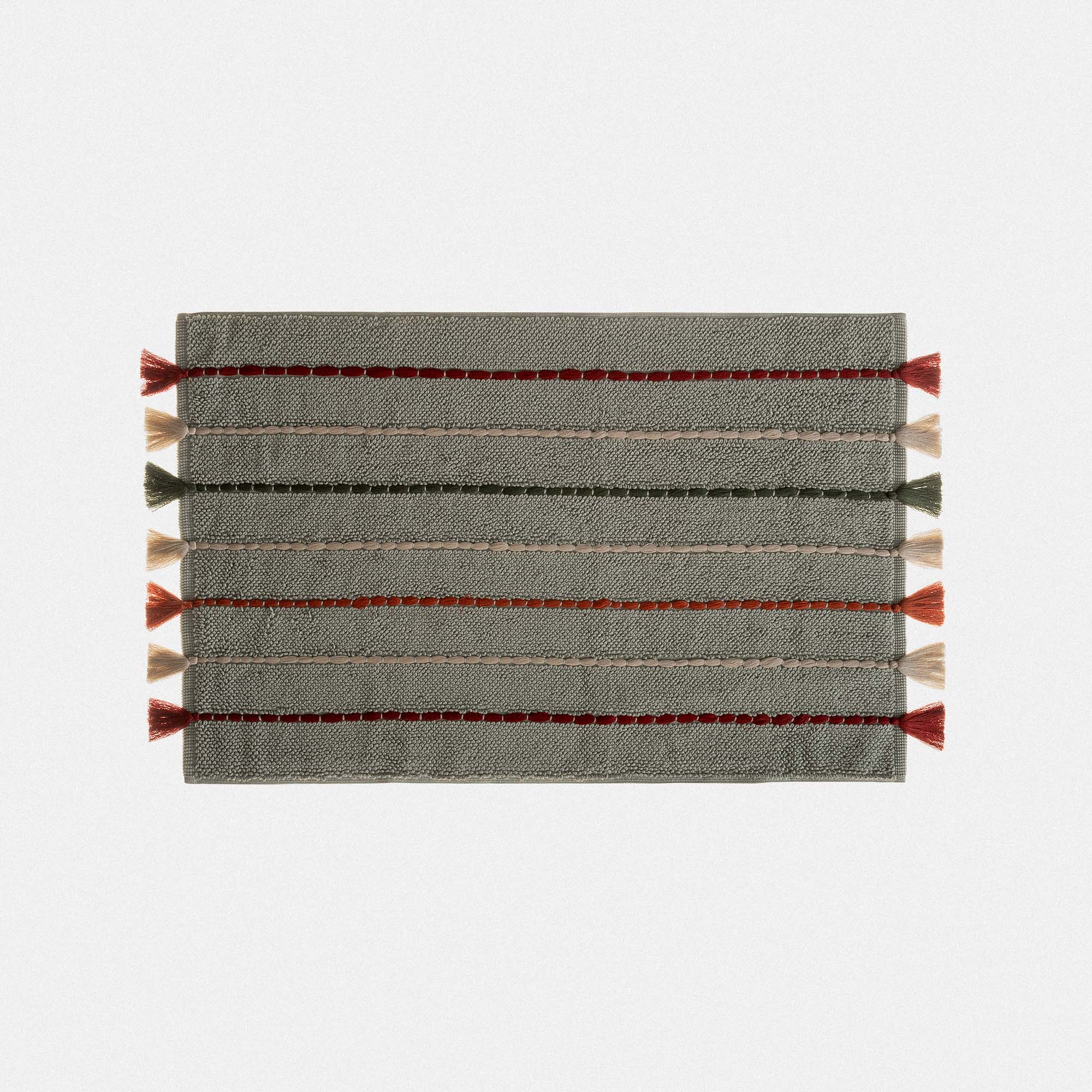 Katari Bath Mat 100% Cotton Hand Embroidery Green 50x80 Cm