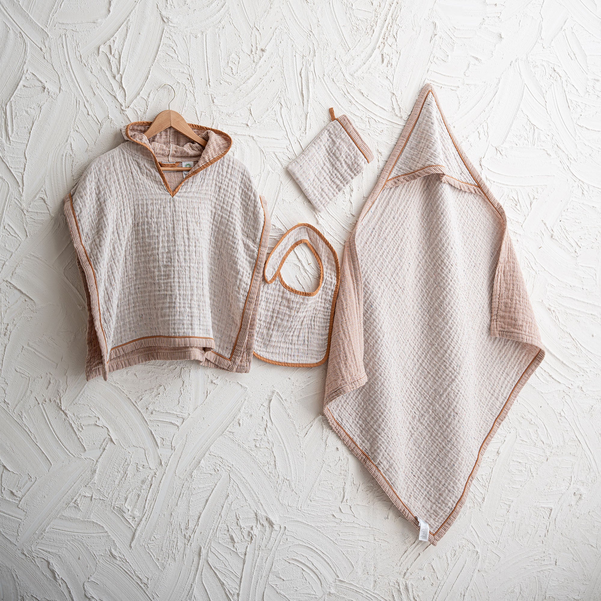 Melinda Organic Cotton Muslin Poncho Set Terra