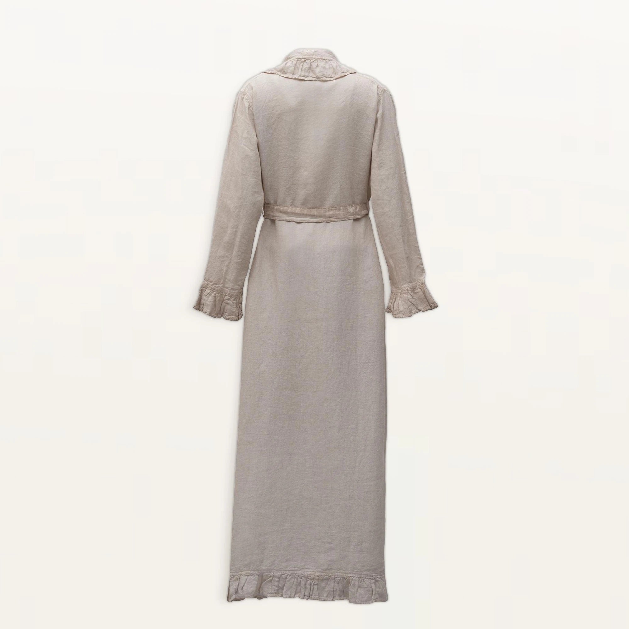 Miranda Woman Dressing Gown 100% Linen Garment Dyed Beige