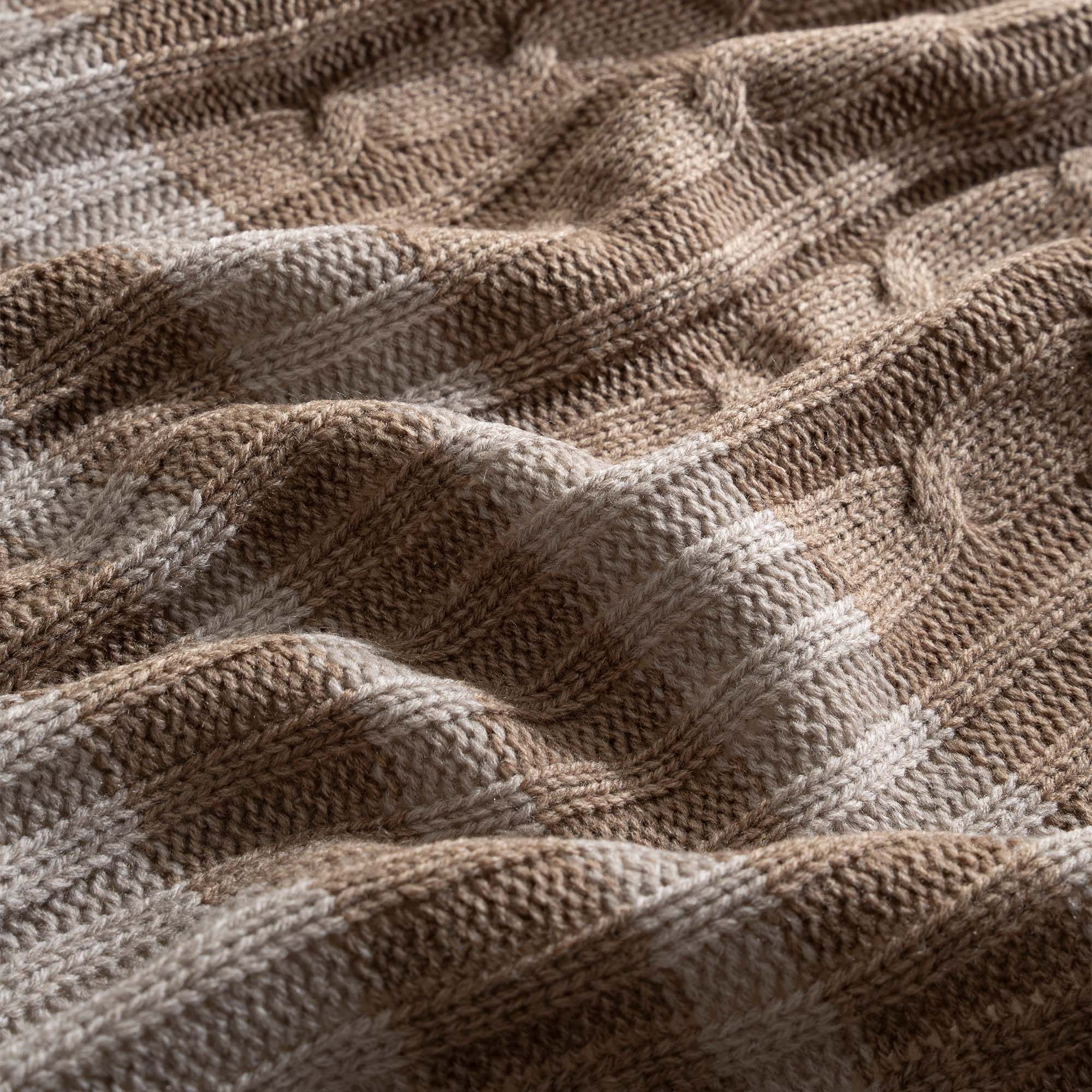 Single Knitted Throw Blanket Beige