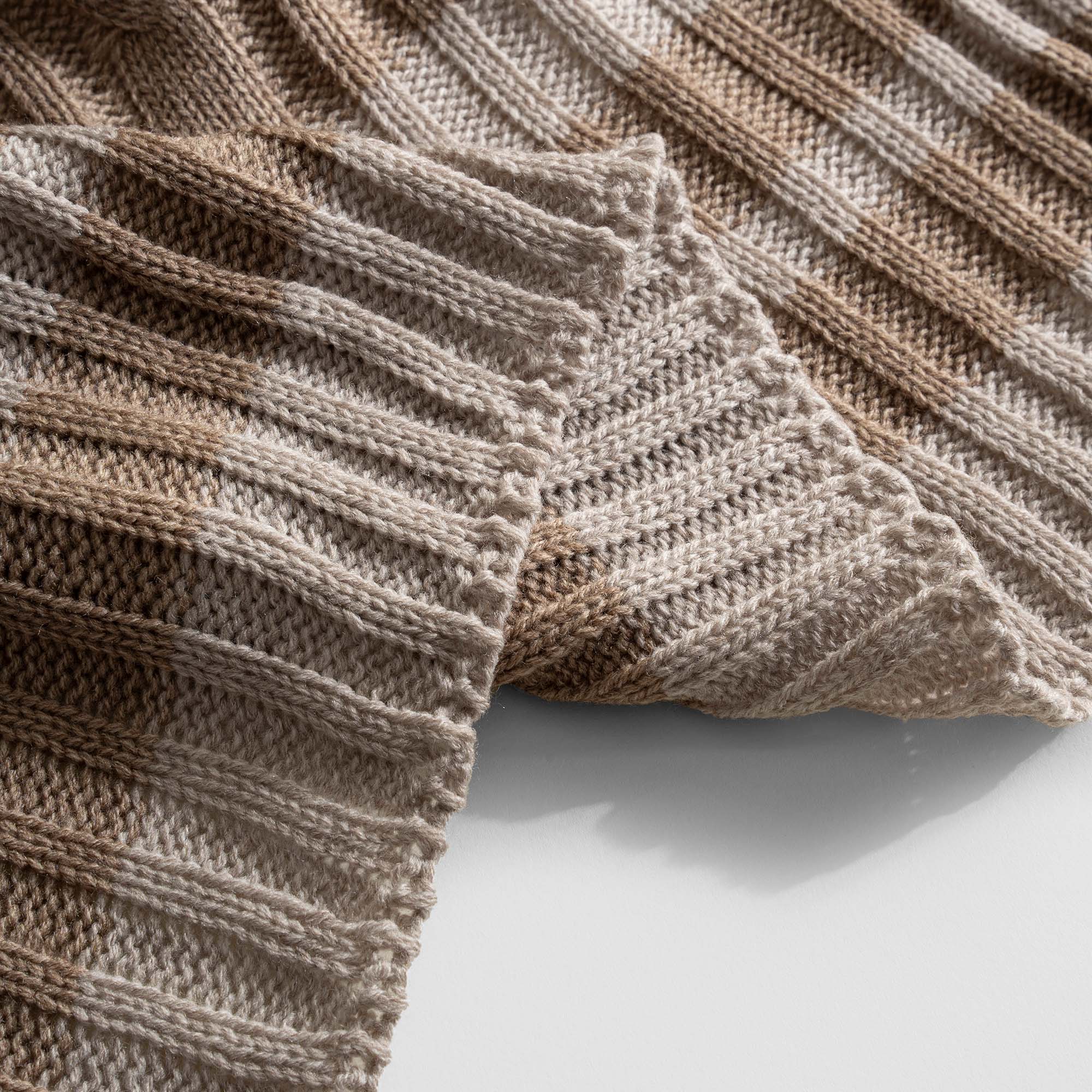 Single Knitted Throw Blanket Beige