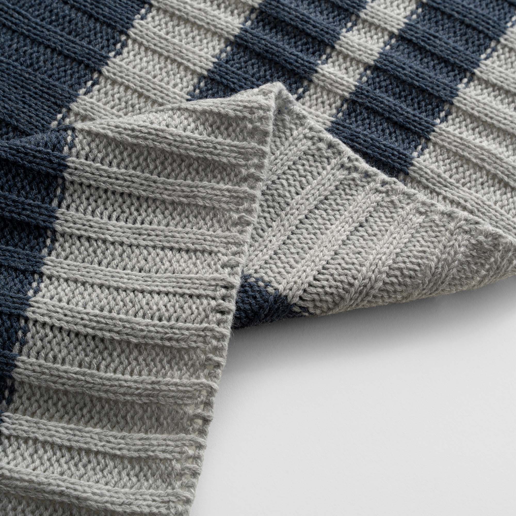 Single Knitted Throw Blanket Navy Blue