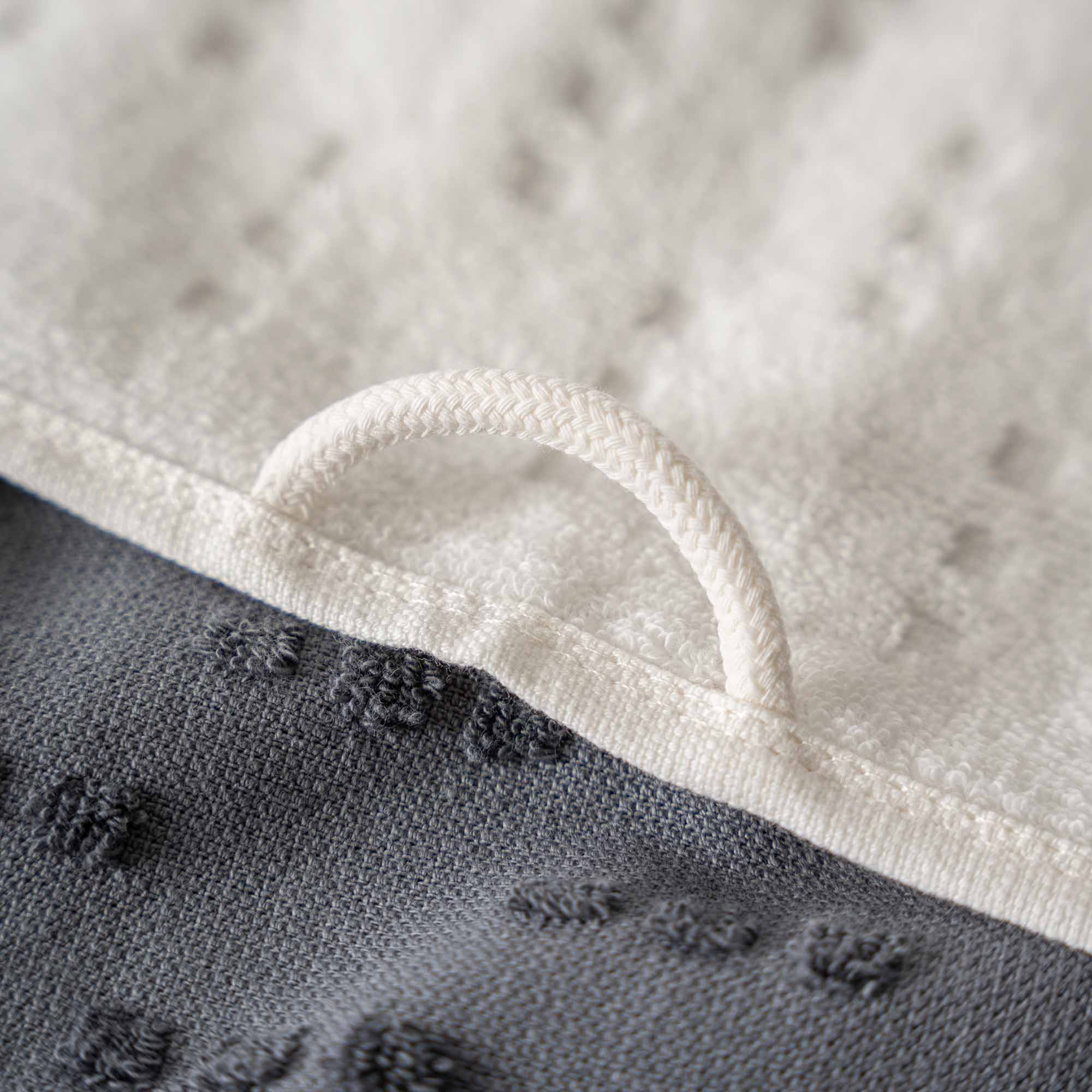 Pera Turkish Cotton Bouclé Dish Towel Set of 2 Cream-Navy Blue
