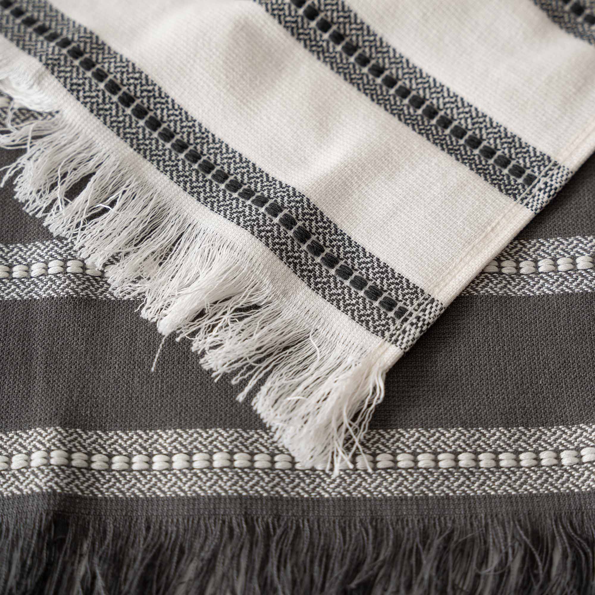Neva Turkish Cotton Bouclé Dish Towel Set of 2 Cream/Anthracite